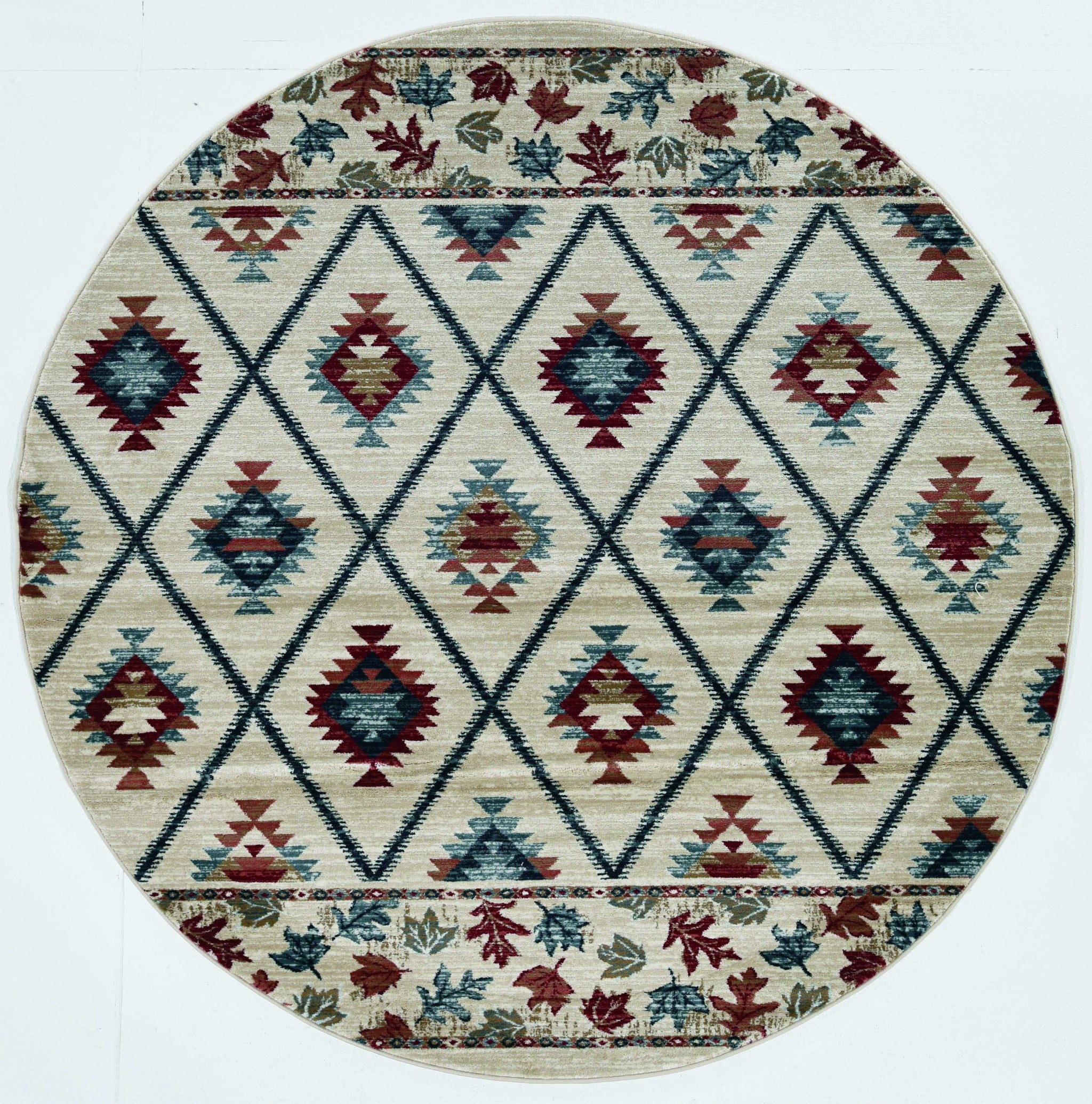 7' Round  Polypropylene Ivory  Area Rug