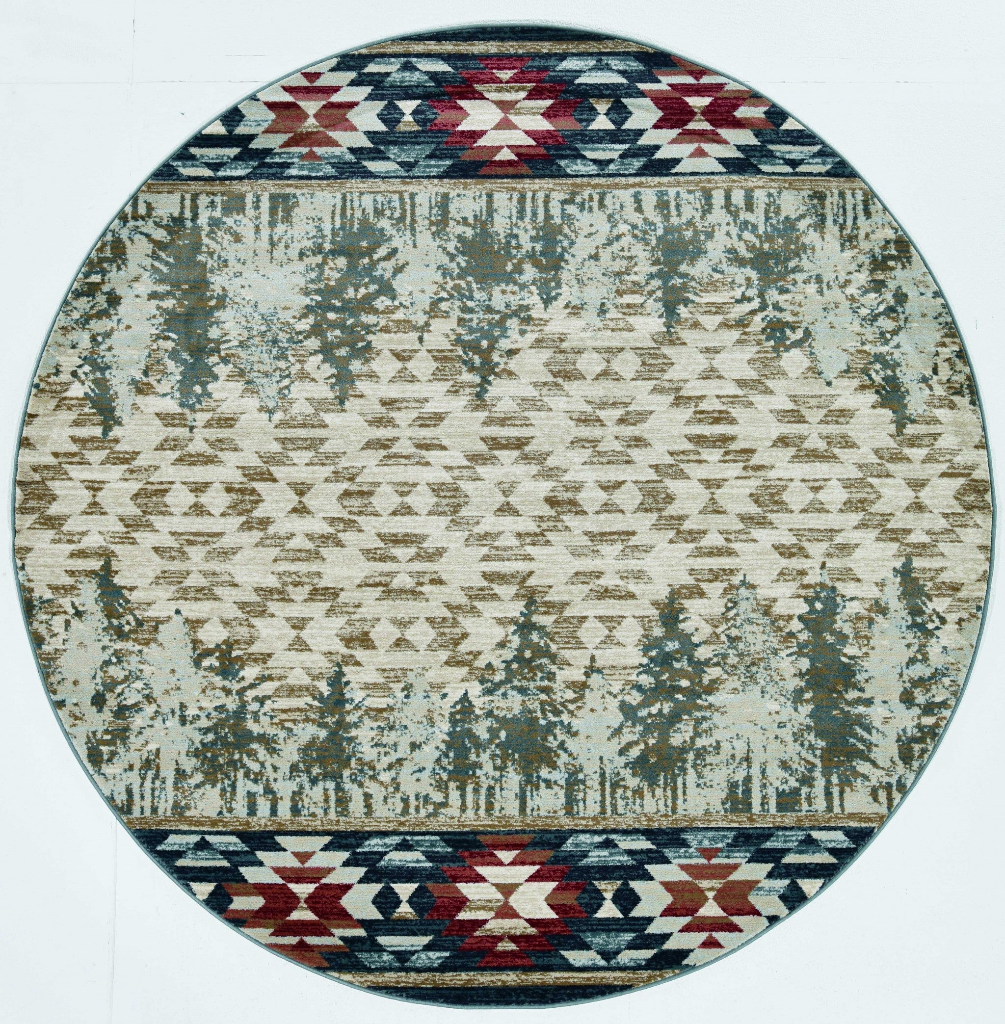 7' Round  Polypropylene Ivory  Area Rug