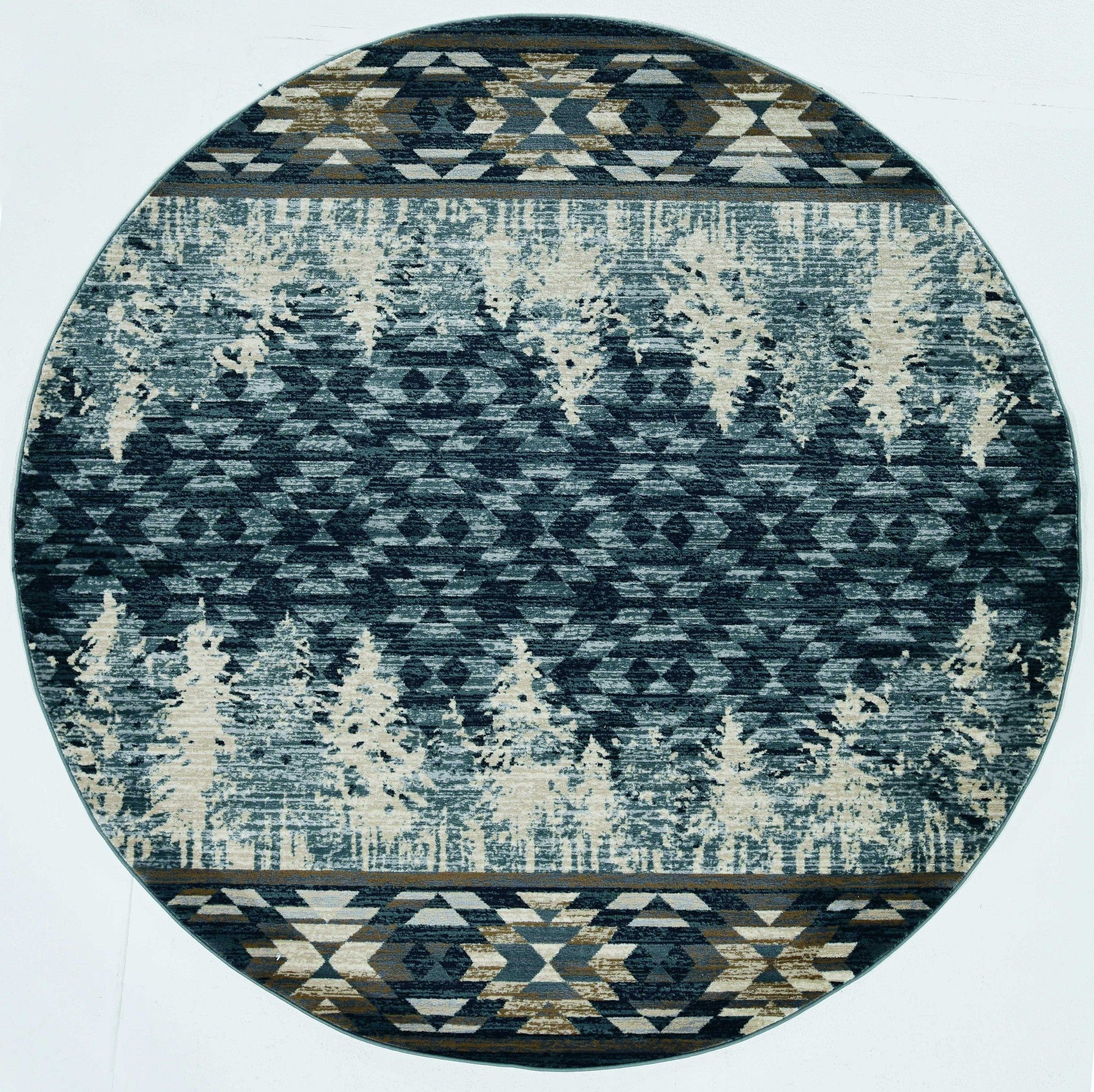 7' Round  Polypropylene Slate Blue Area Rug