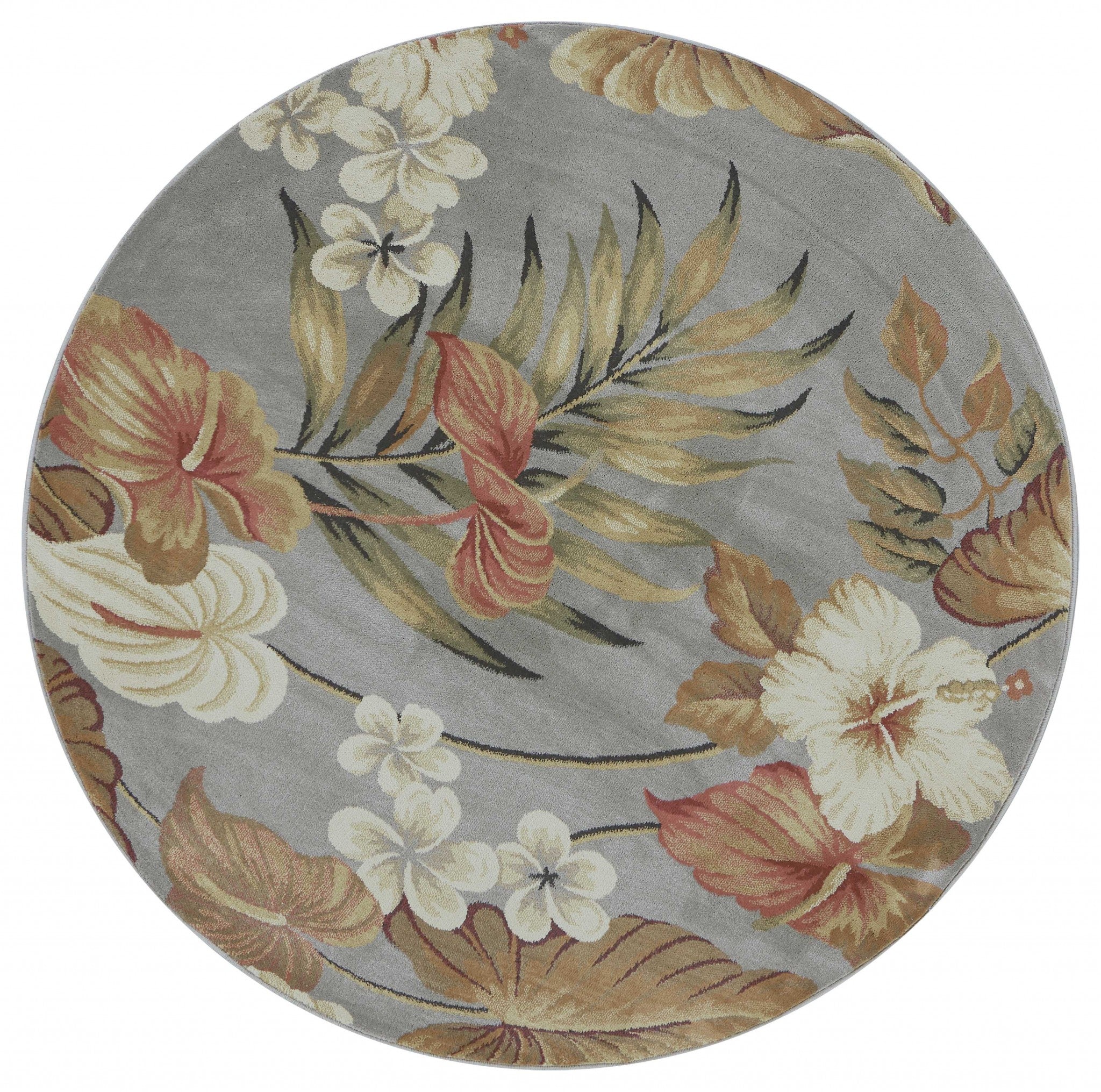 7' Round  Polypropylene Slate Blue Area Rug