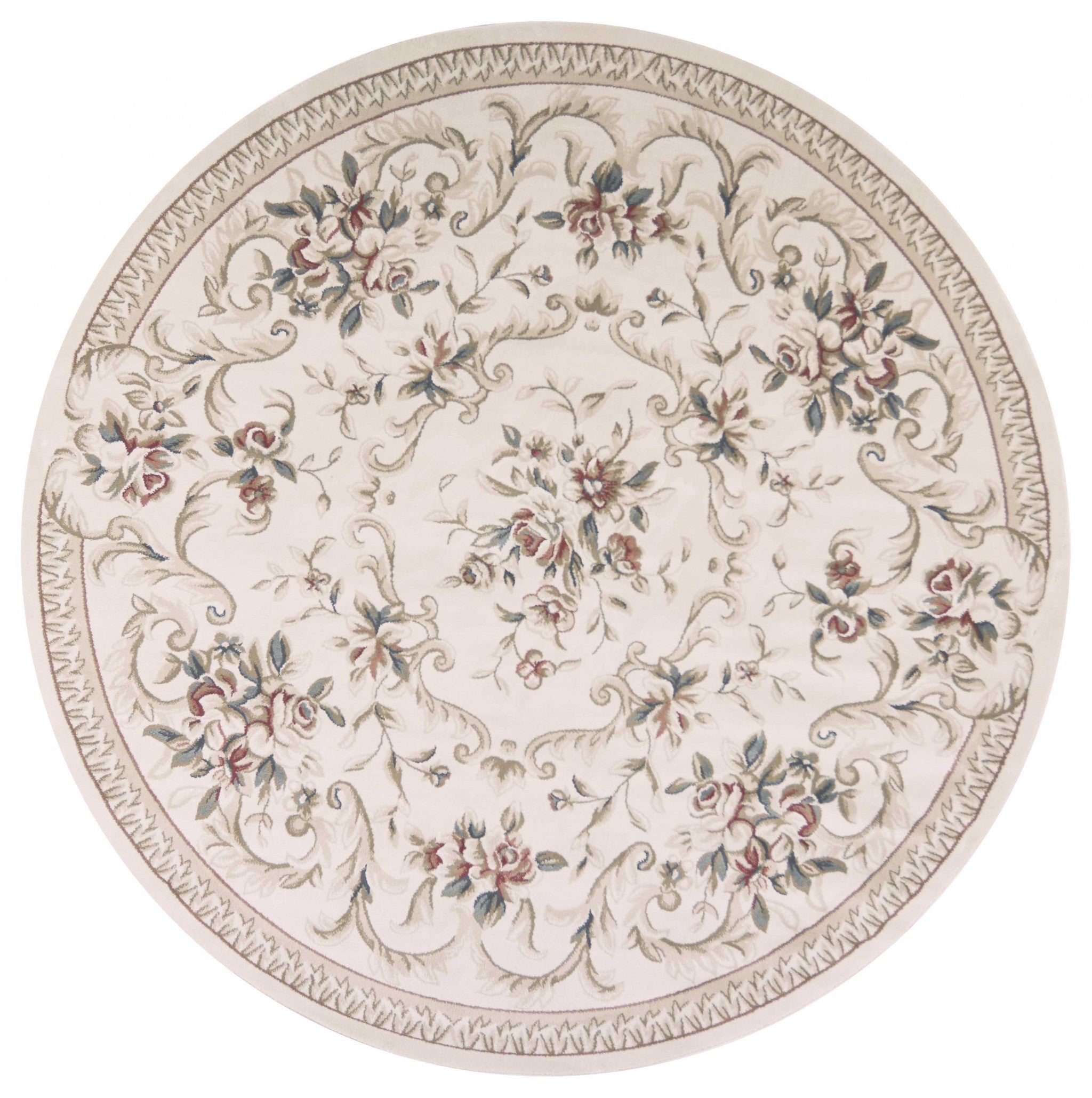 7' Round  Polypropylene Ivory  Area Rug