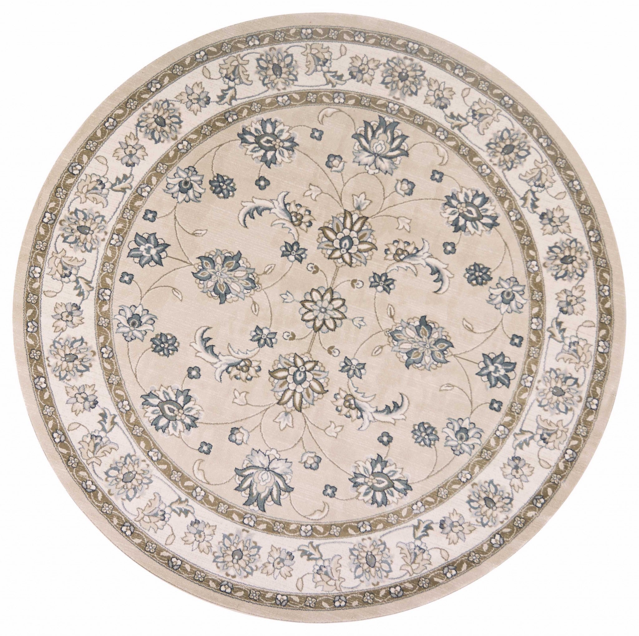 7' Round  Polypropylene Beige or  Ivory  Area Rug