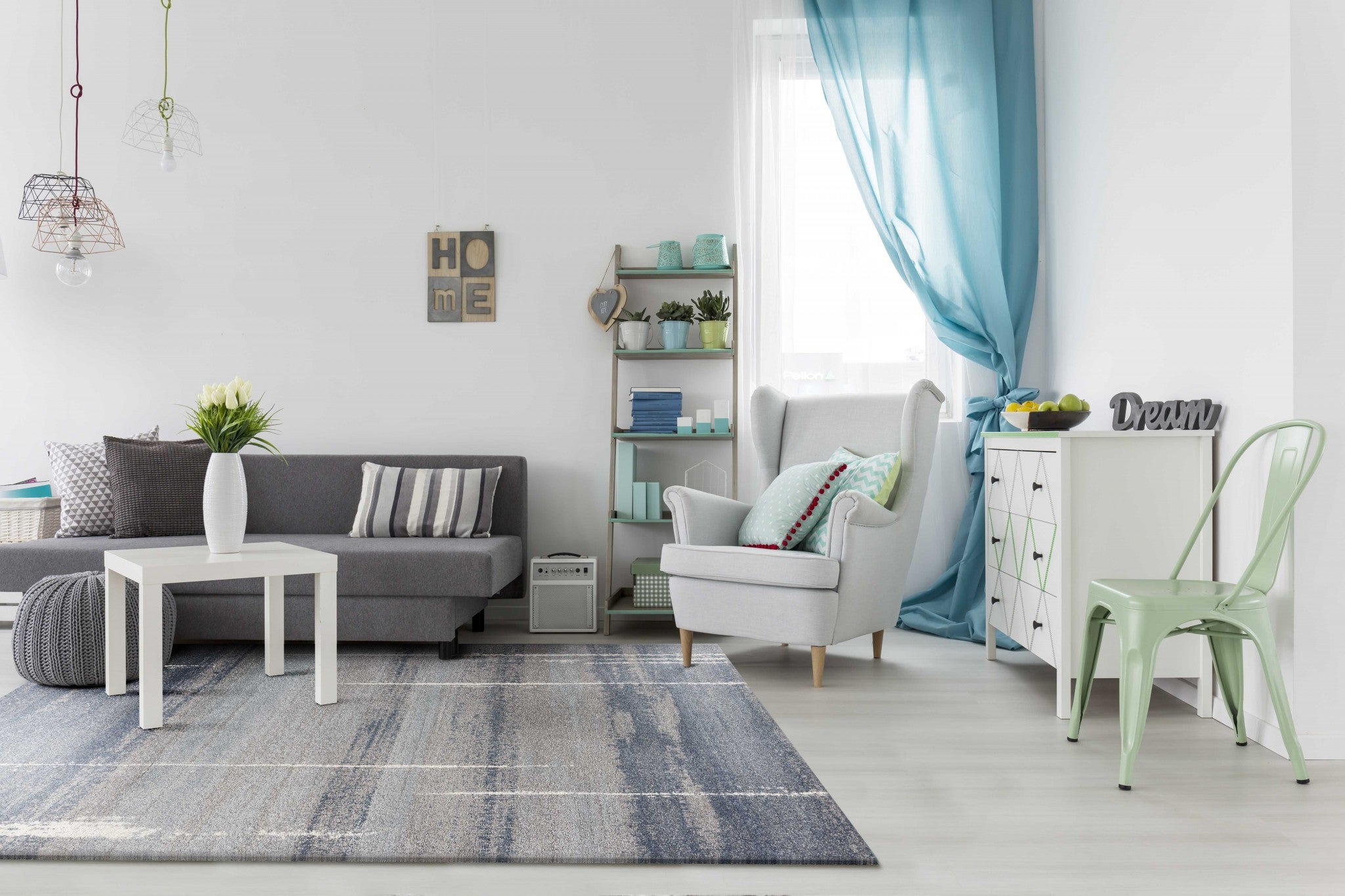 5' x 7'  Ft Polypropylene Blue Area Rug