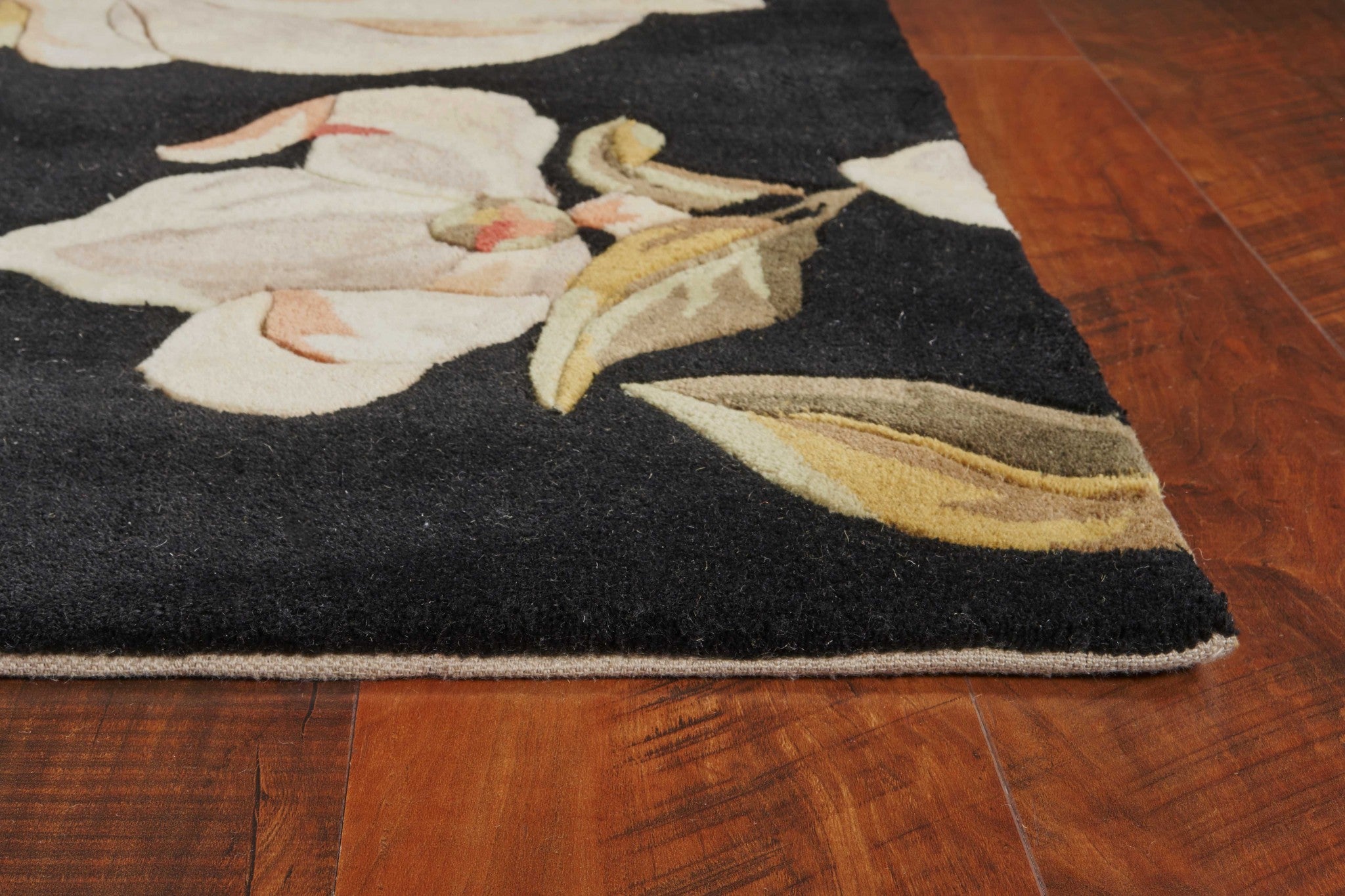 3' x 5' Wool Black Area Rug