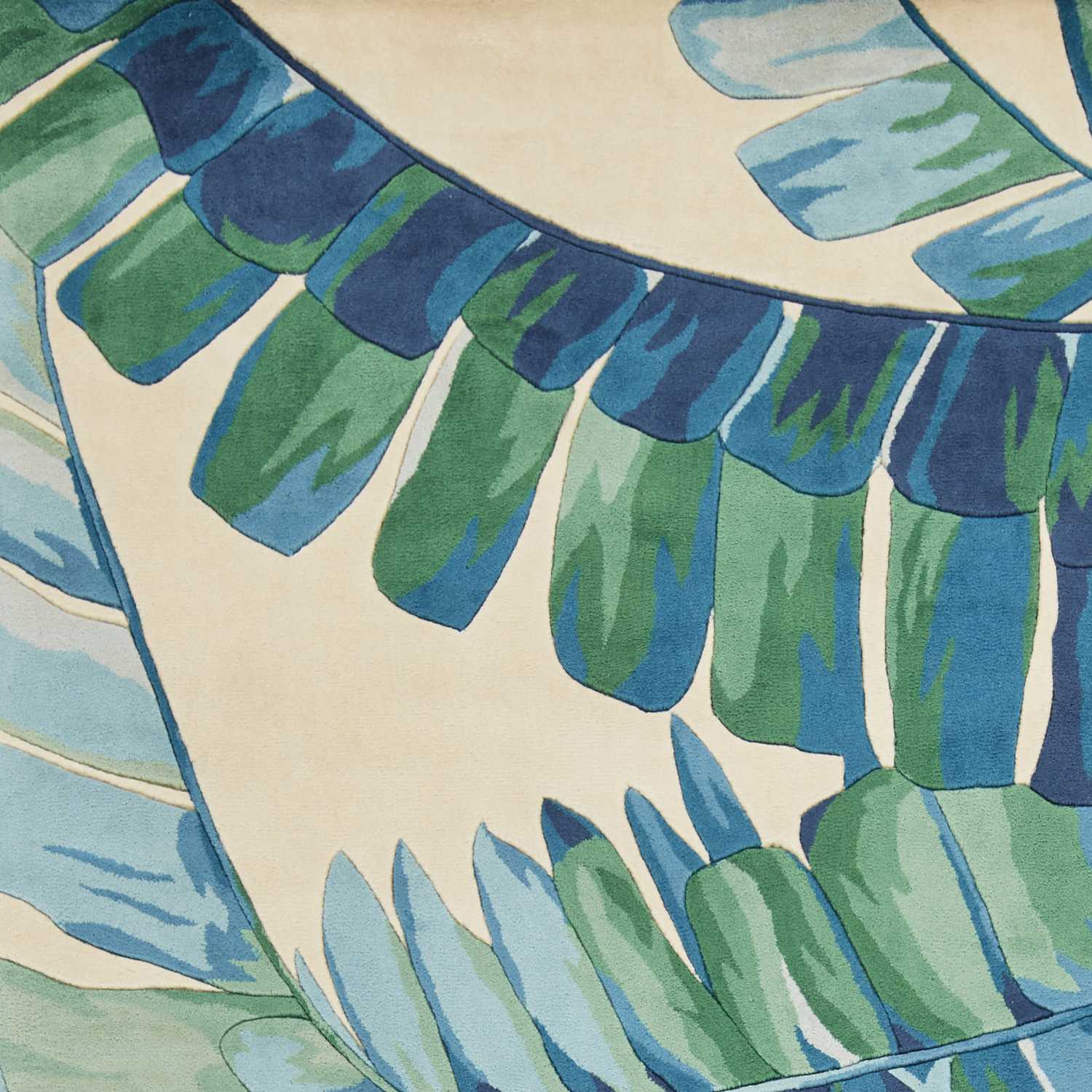 3' x 5' Wool Ivory or Blue Area Rug