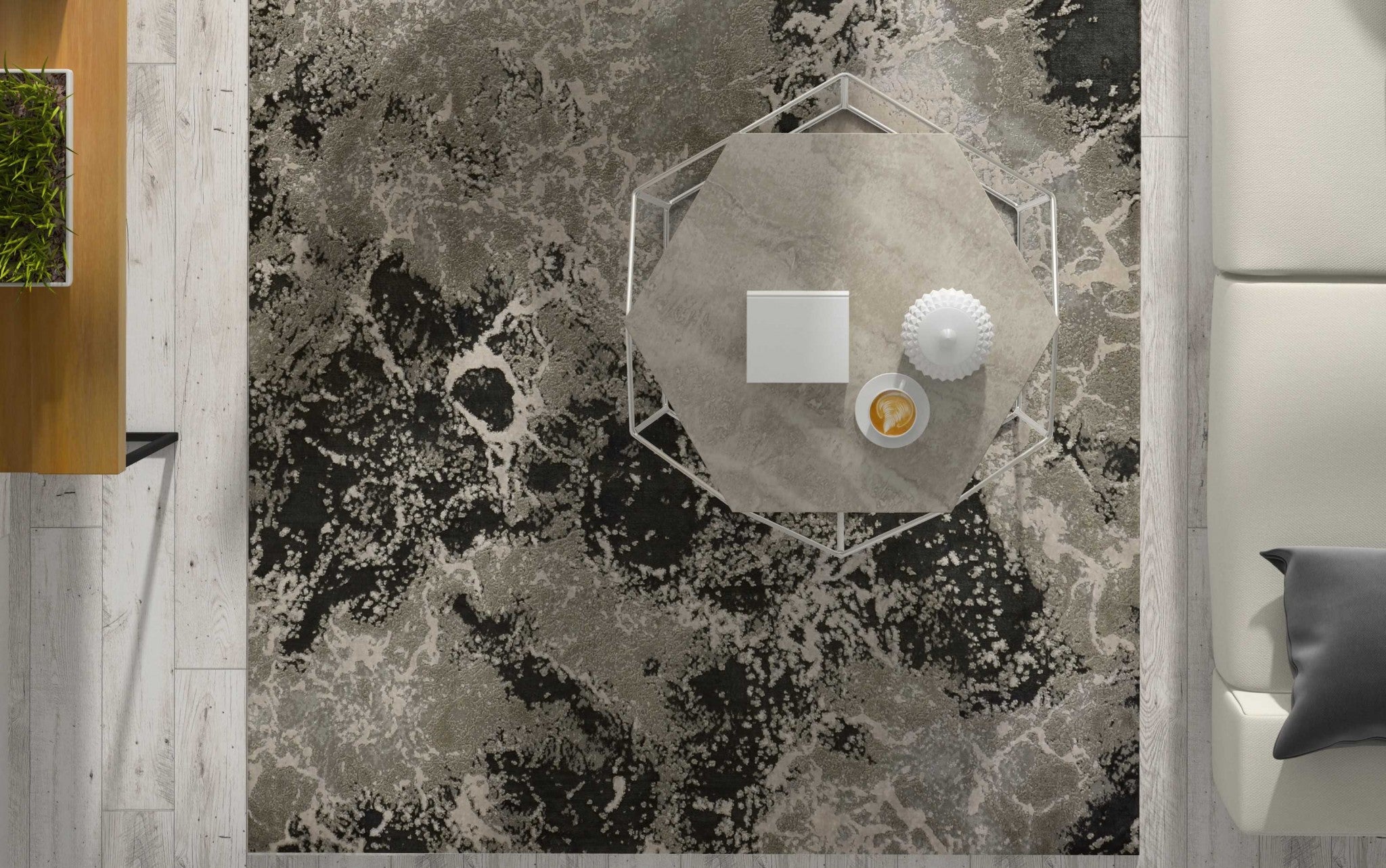 5' x 7'  Polyester Silver Area Rug