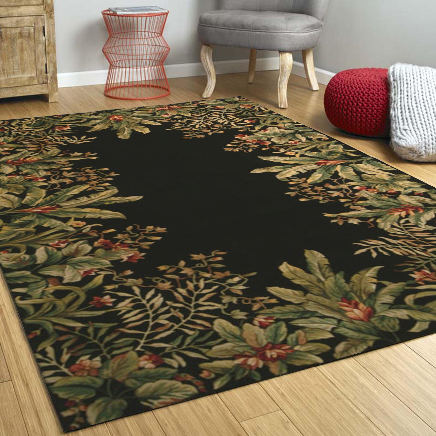 3' x 6'  Wool Black Area Rug