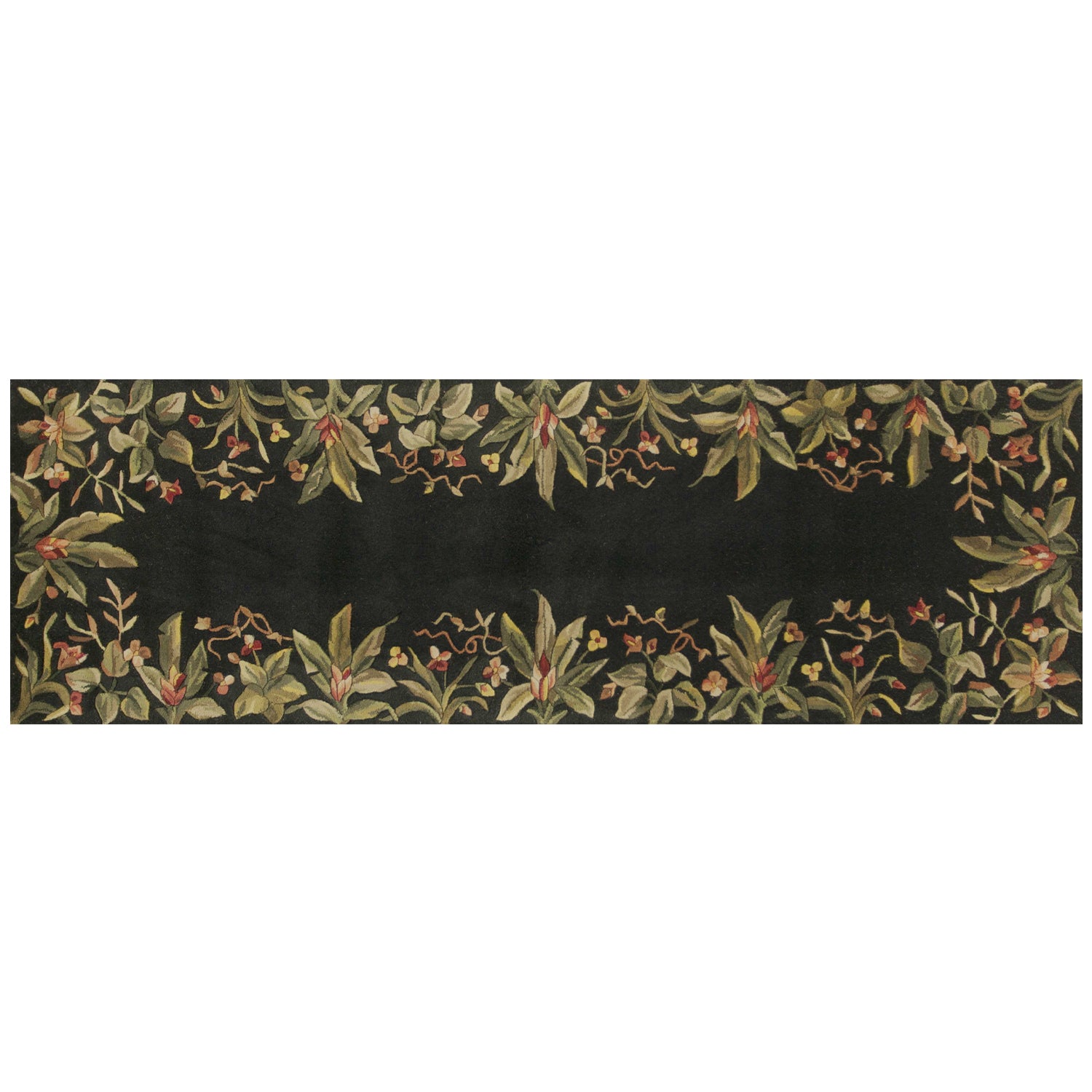 2' x 8'  Runner Wool Black Area Rug
