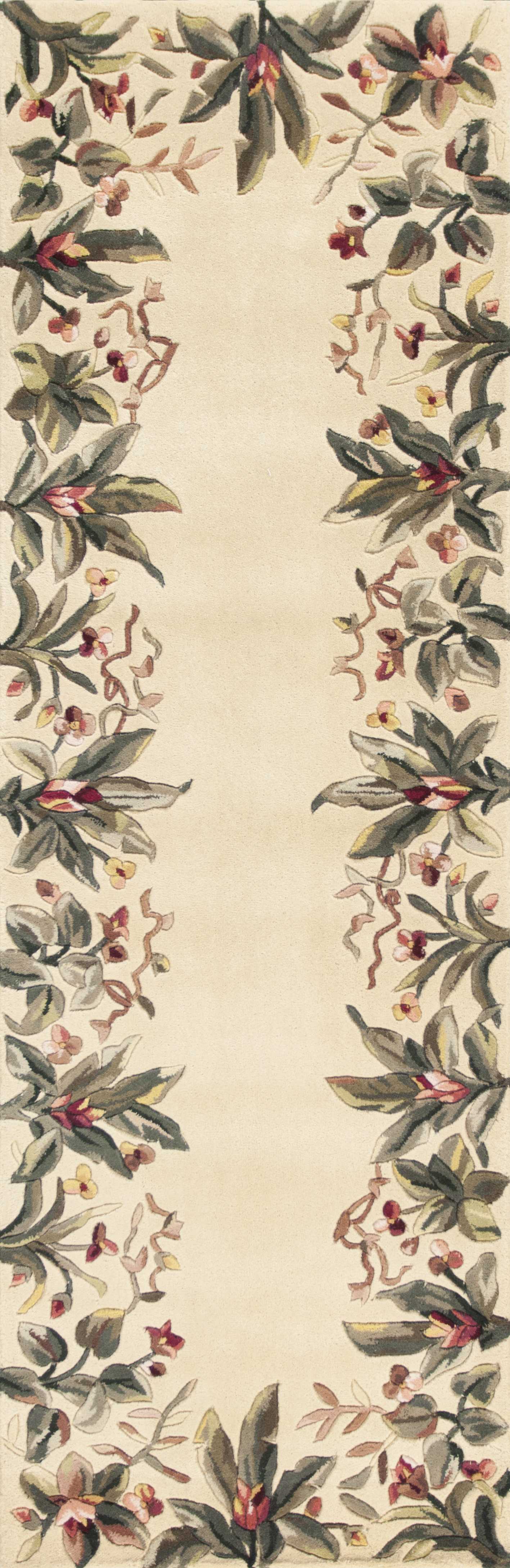 2' x 8'  Runner Wool Ivory  Area Rug