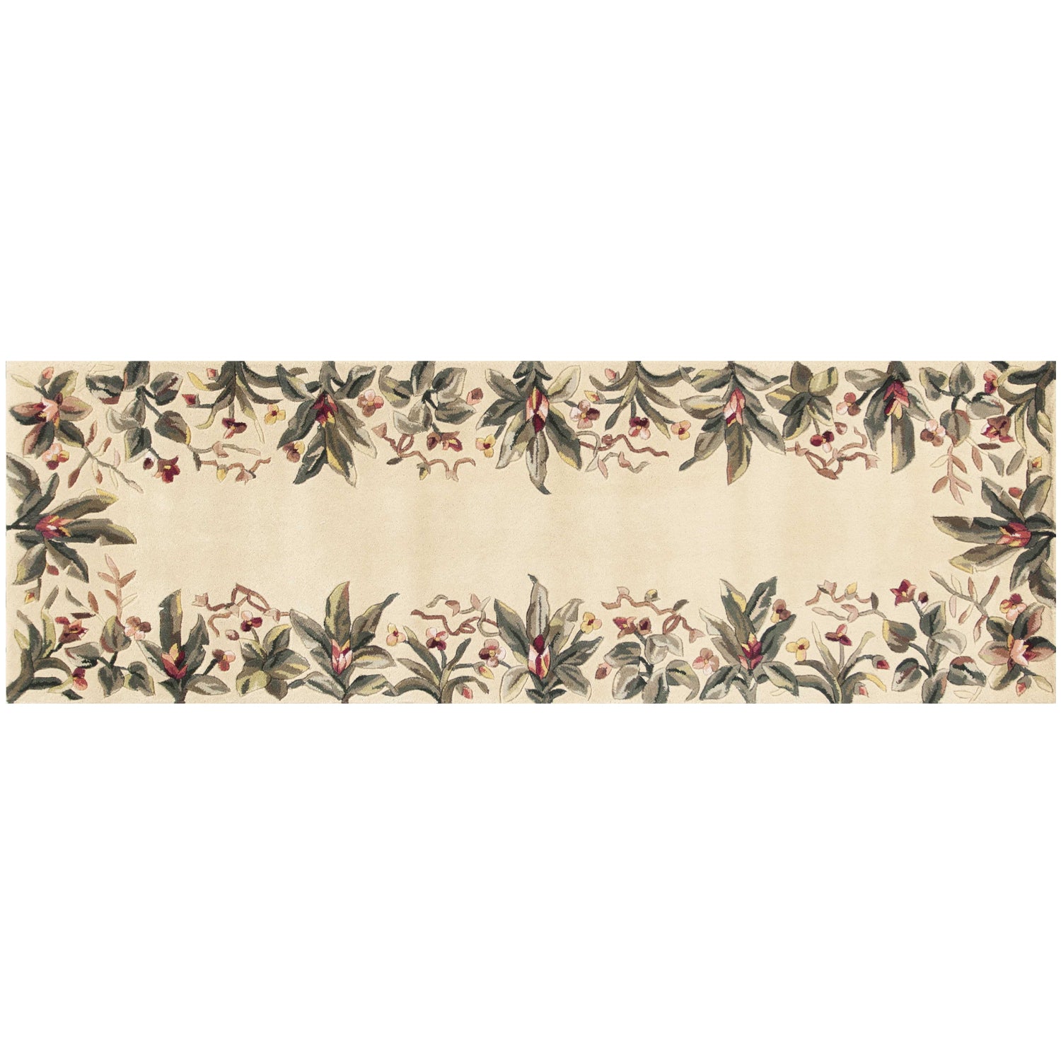 2' x 8'  Runner Wool Ivory  Area Rug