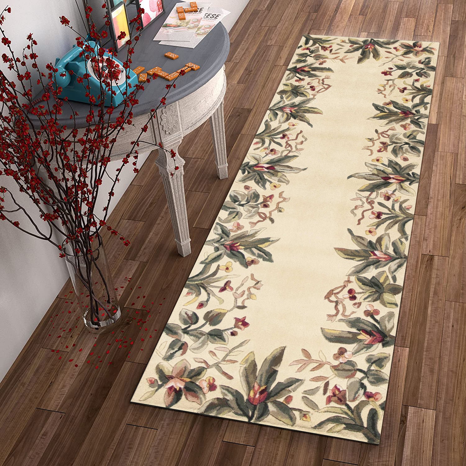2' x 8'  Runner Wool Ivory  Area Rug