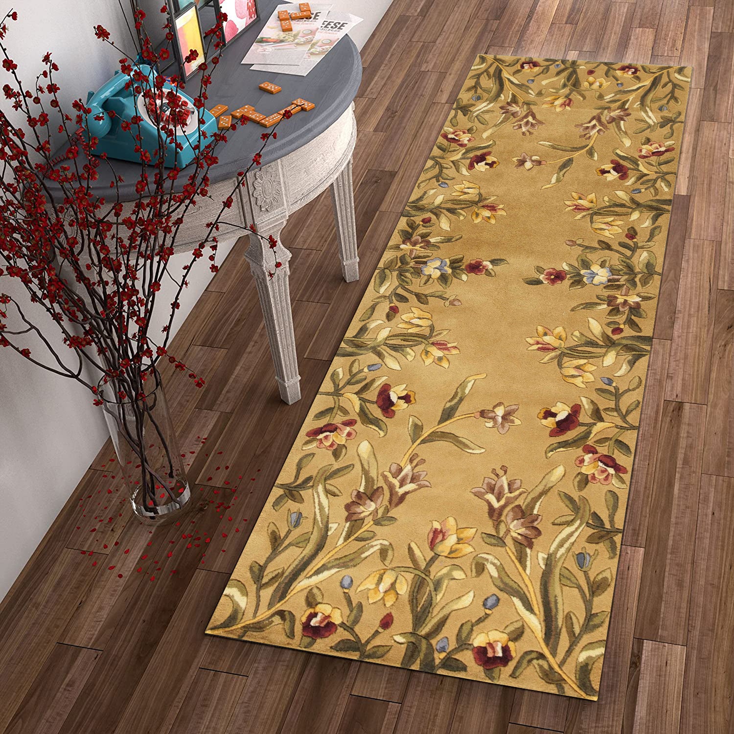 2' x 8'  Runner Wool Gold Area Rug