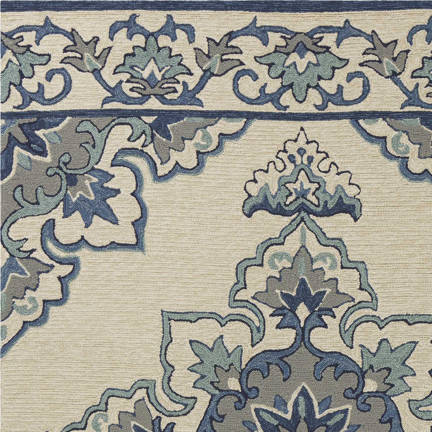 5' x 7' 6" UV treated Polypropylene Ivory or Blue Area Rug