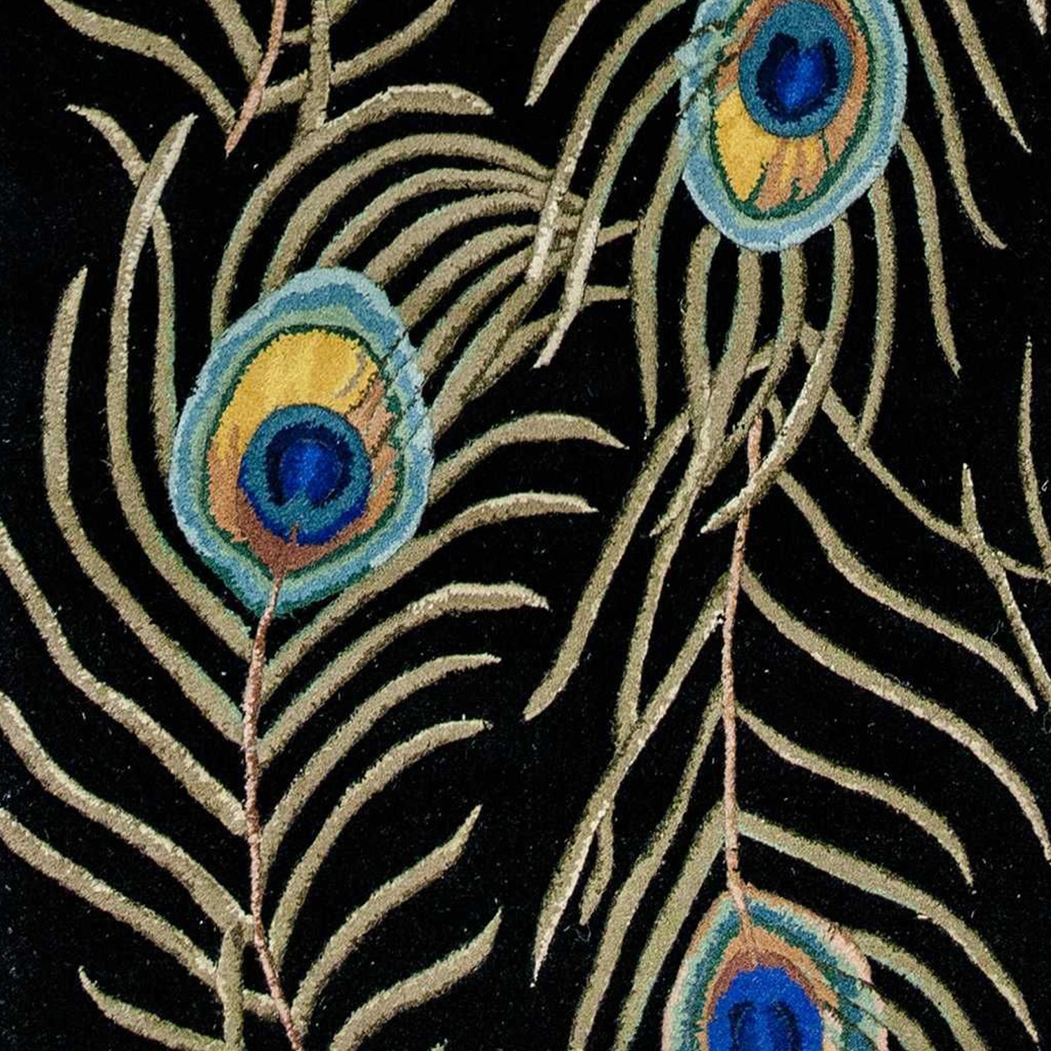 2' x 8'  Runner Wool Black Area Rug