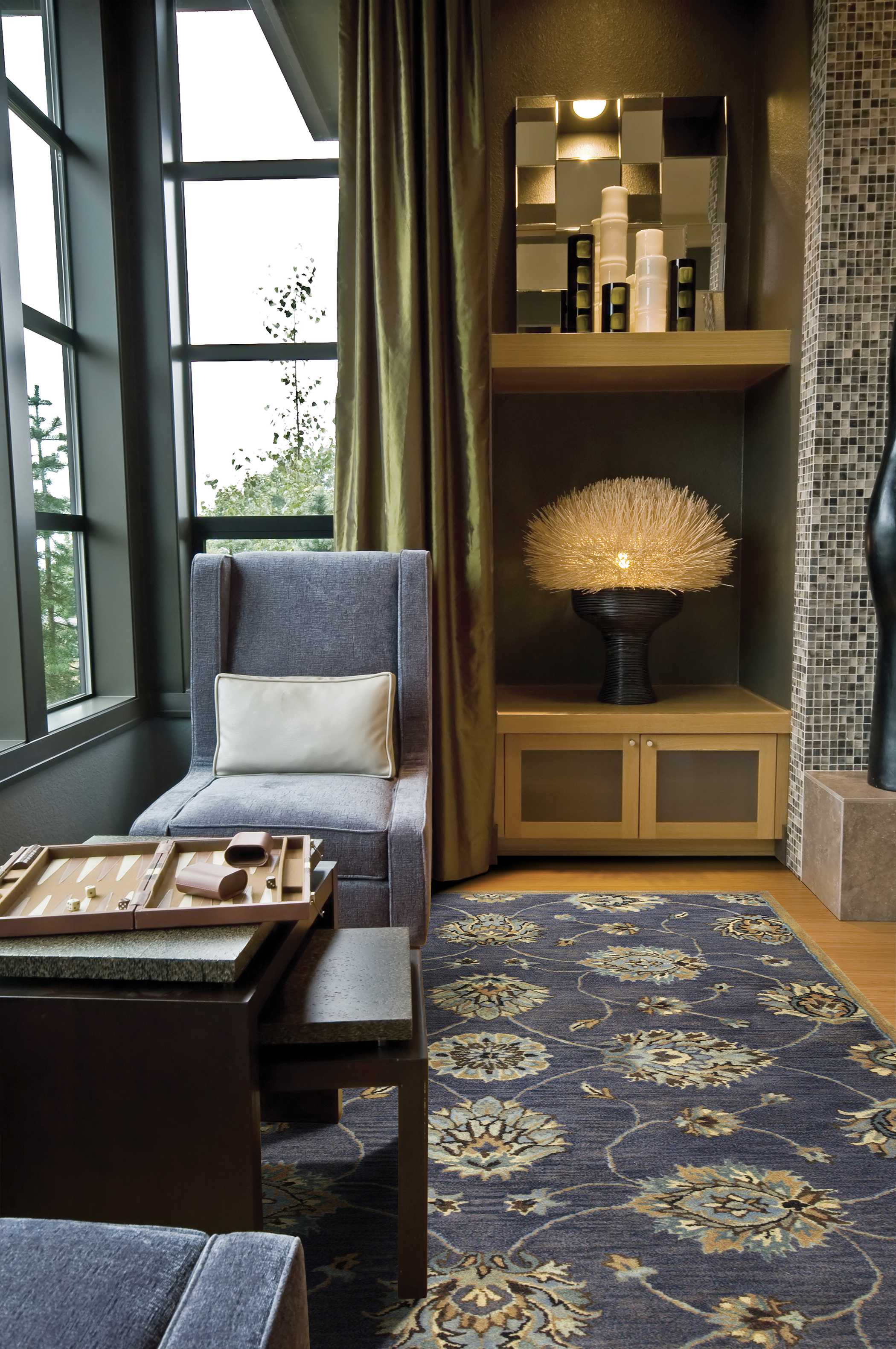 2' x 8'  Runner Wool Green Area Rug