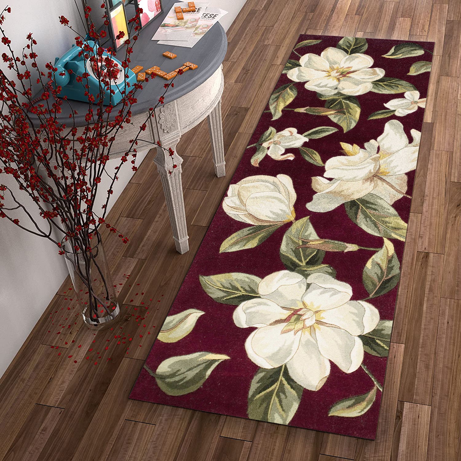 2' x 8'  Runner Wool Red Area Rug