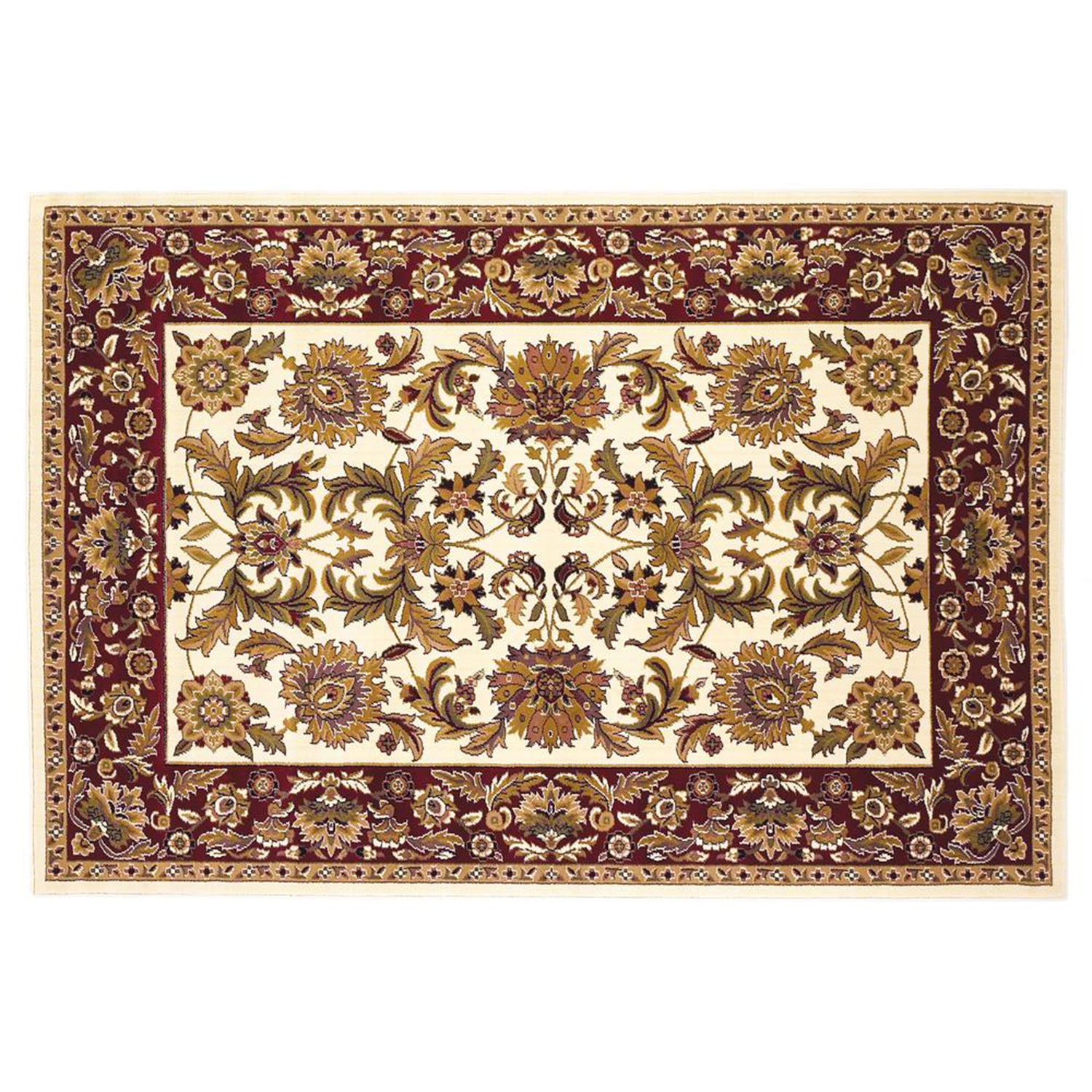 7' Square Polypropylene Ivory  and  Red Area Rug