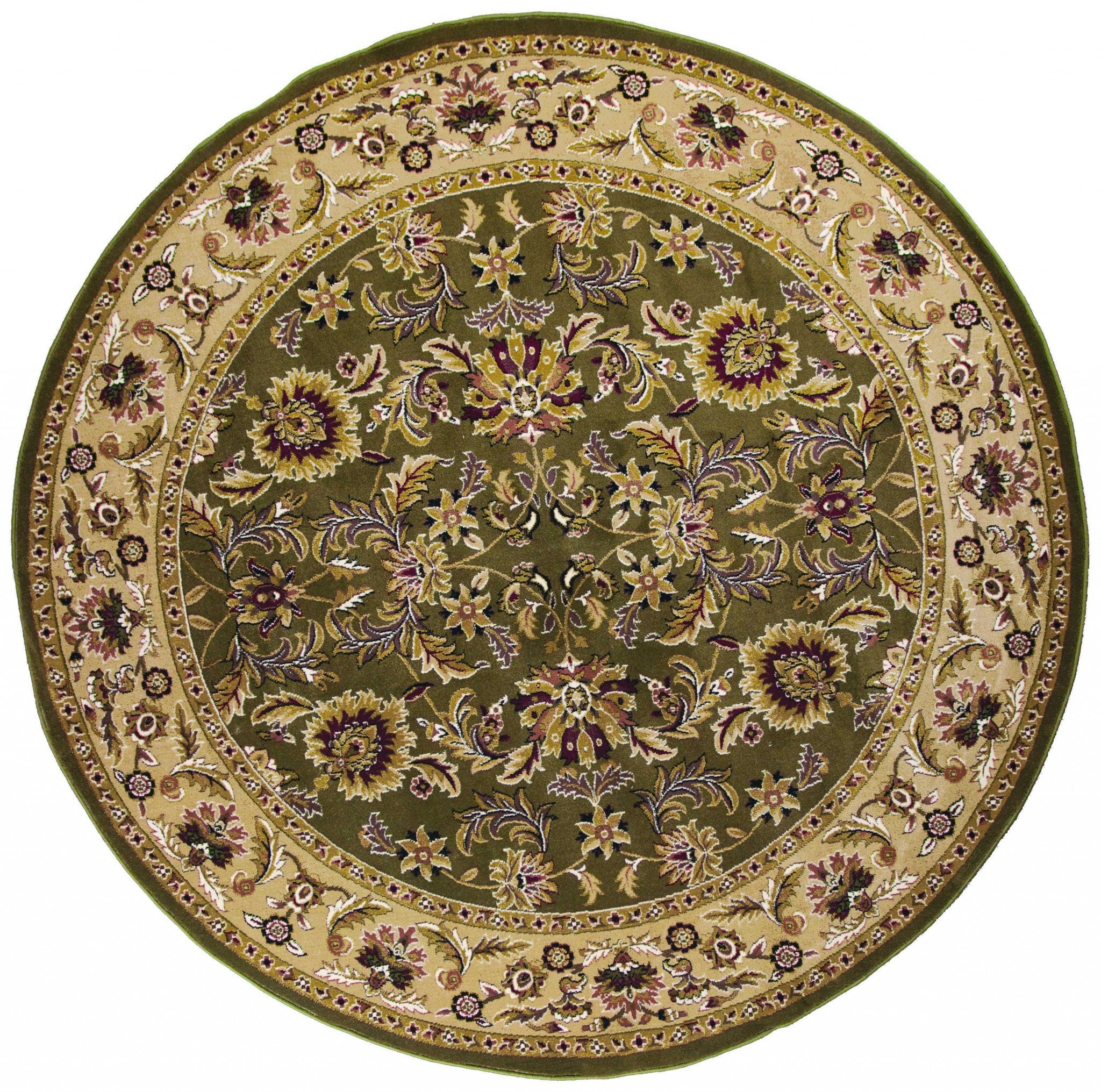 7' Octagon Polypropylene Green or  Taupe Area Rug