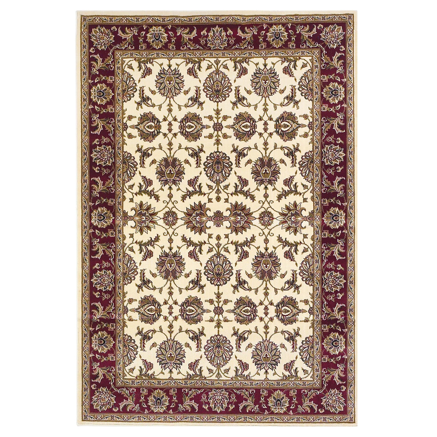 7' Square Polypropylene Ivory  and  Red Area Rug