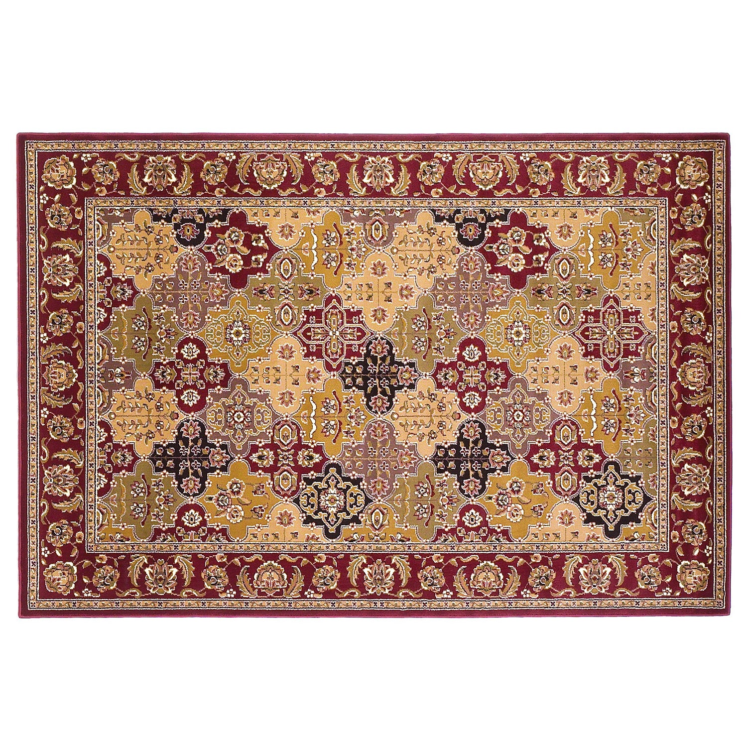 7' Octagon Polypropylene Red Area Rug