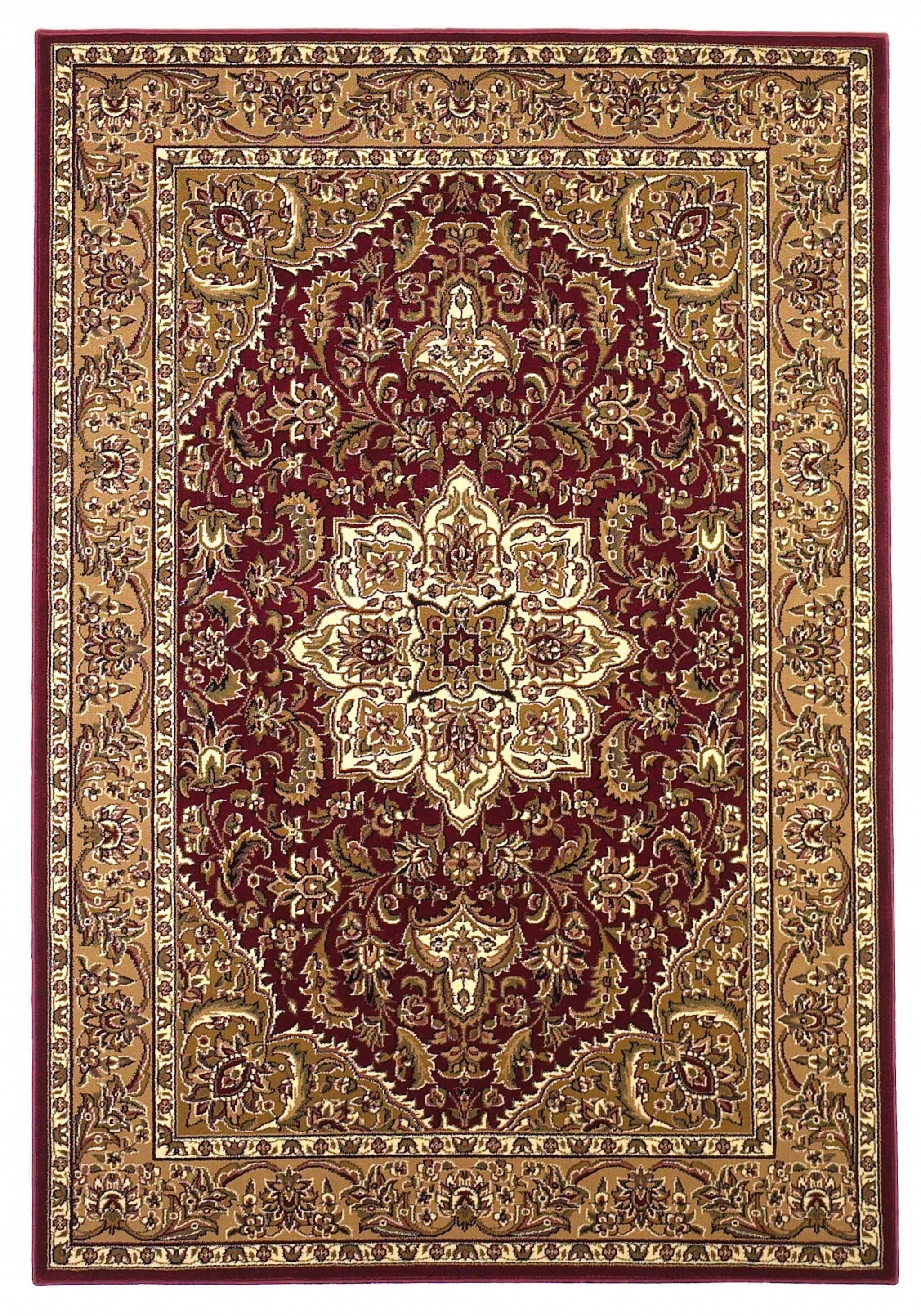 7' Round Polypropylene Red or  Beige Area Rug