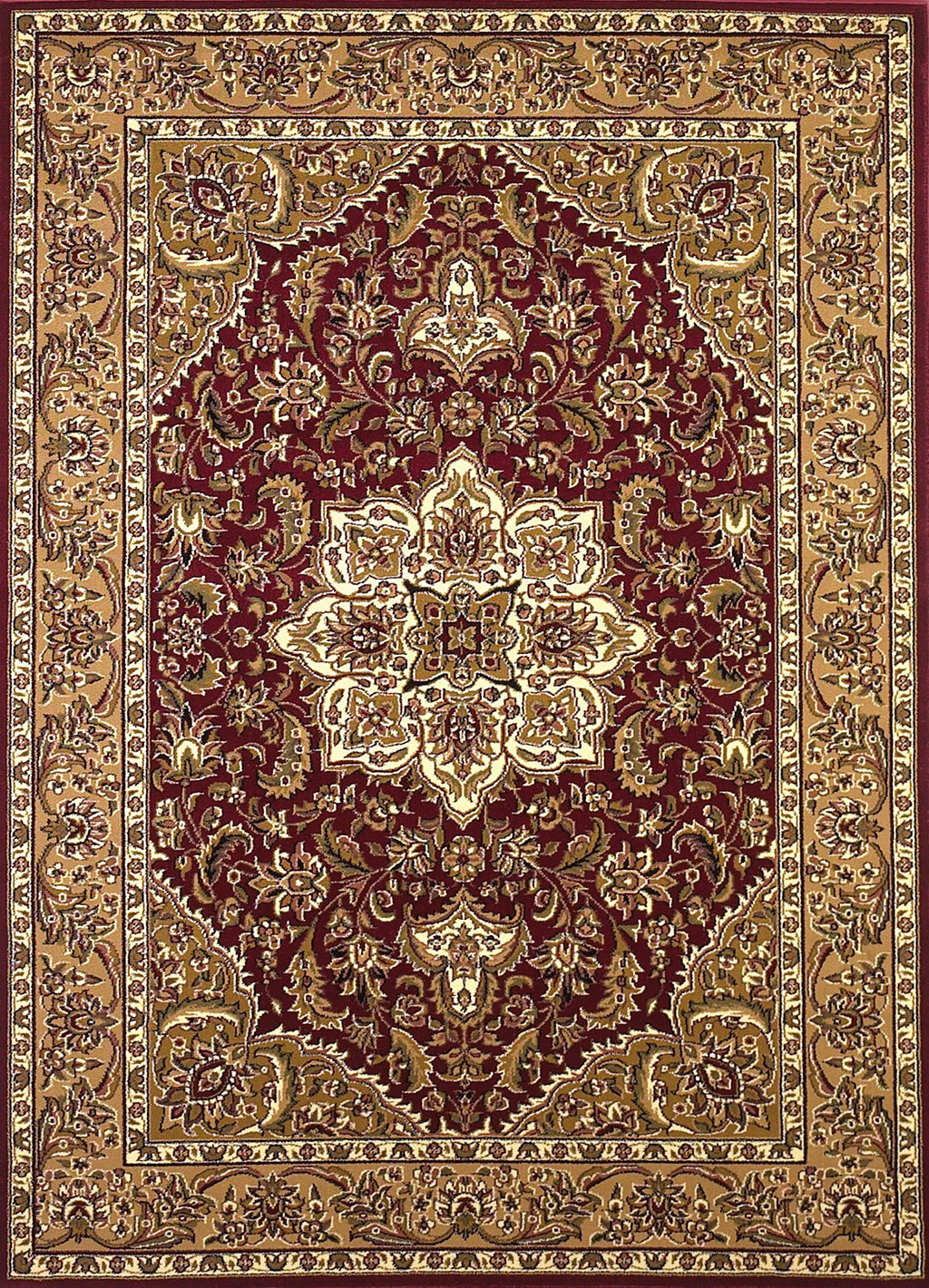 7' Octagon Polypropylene Red or  Beige Area Rug