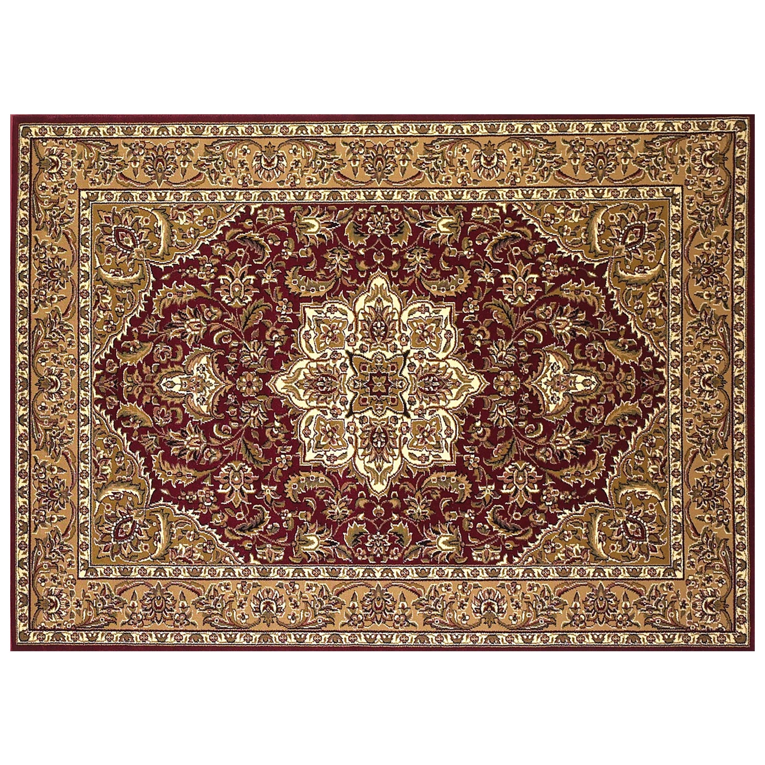 7' Octagon Polypropylene Red or  Beige Area Rug