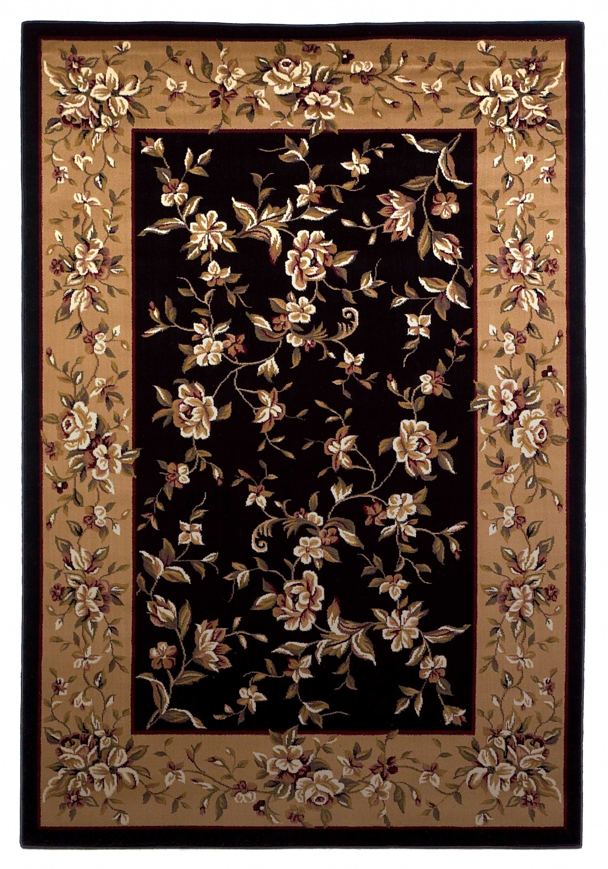 7' Round Polypropylene Black or  Beige Area Rug