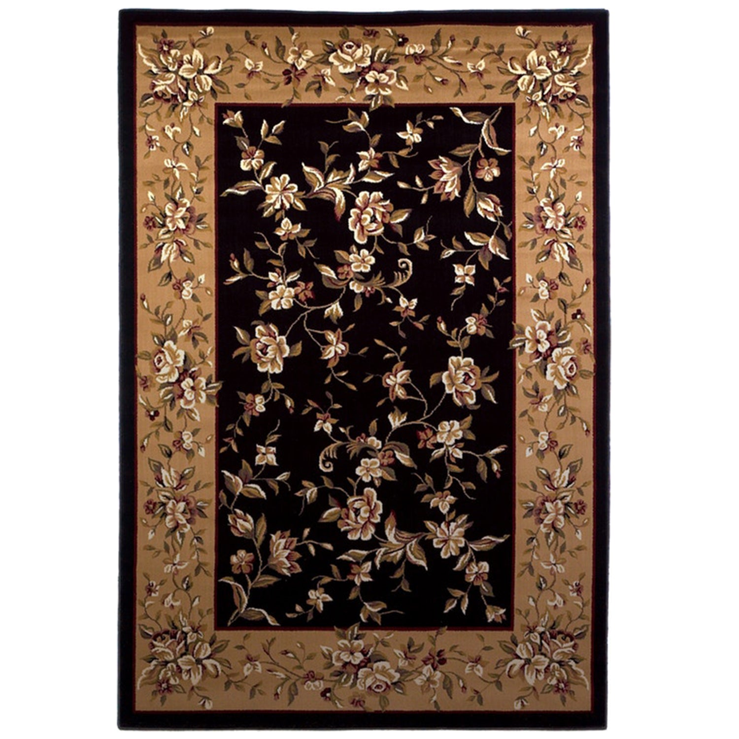 7' Octagon Polypropylene Black or  Beige Area Rug
