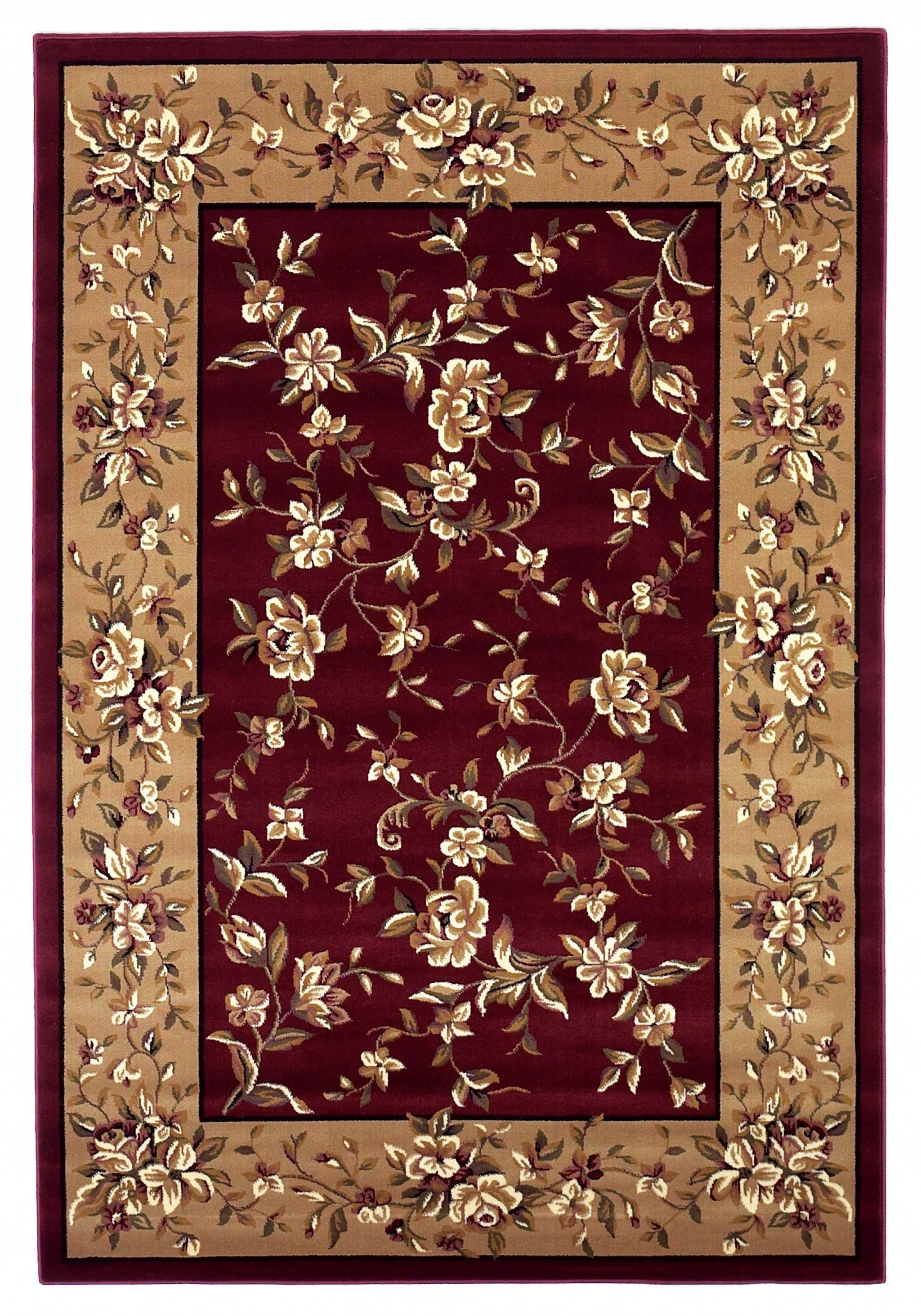 7' Round Polypropylene Red or  Beige Area Rug