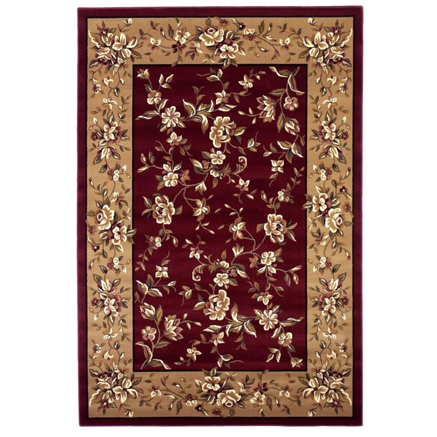7' Octagon Polypropylene Red or  Beige Area Rug