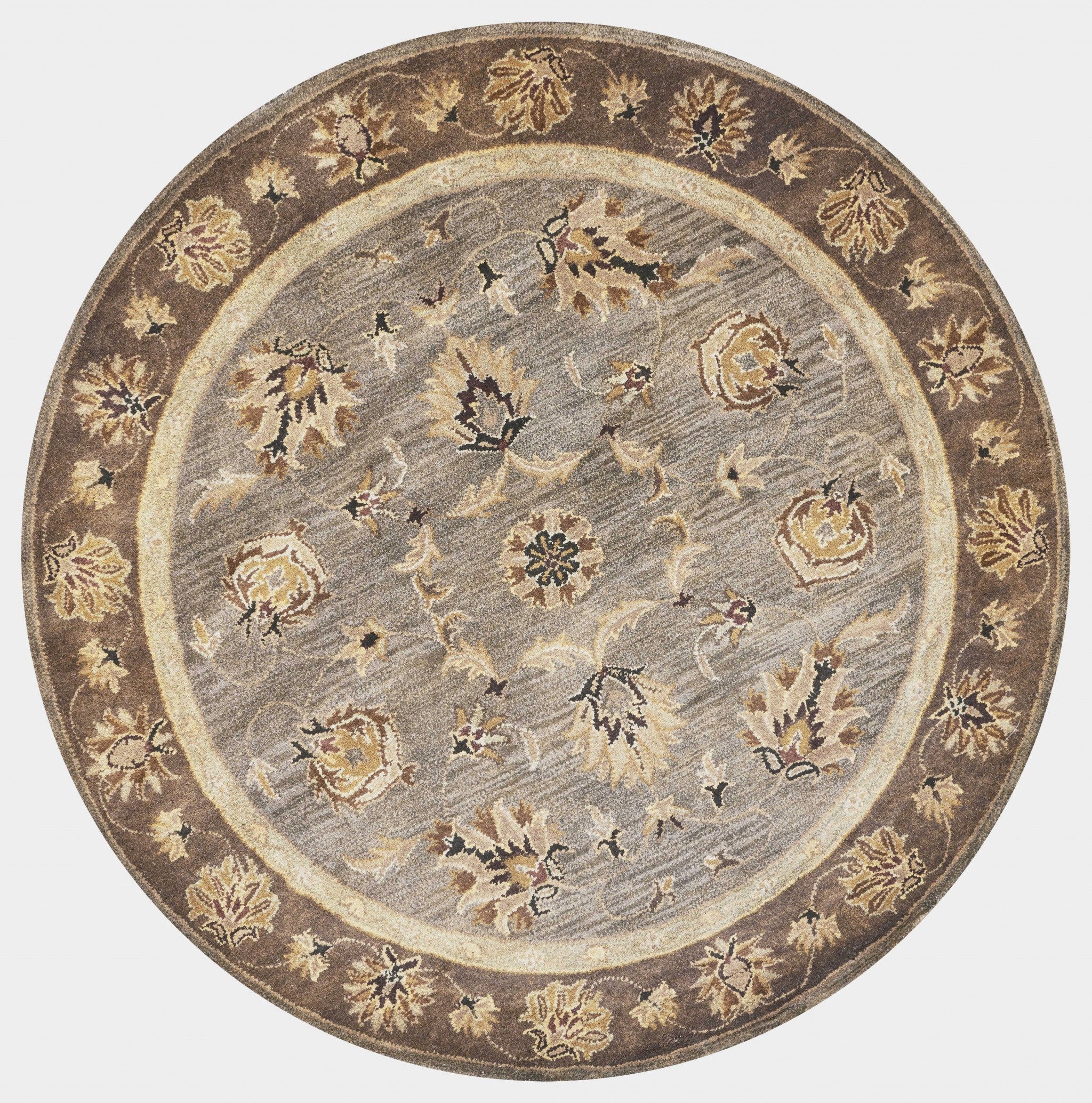 5' Round  Wool Grey or  Mocha Area Rug