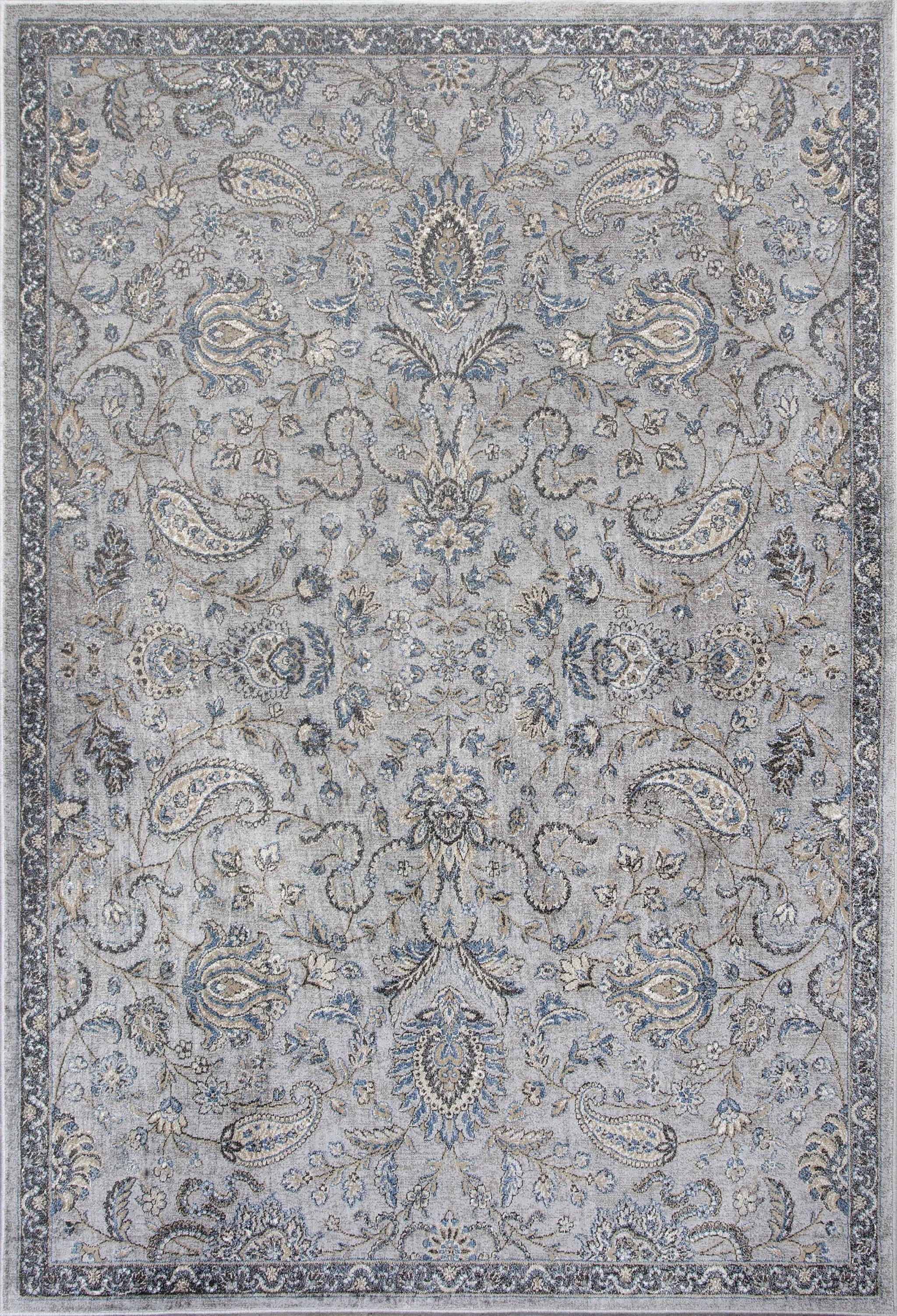 5' x 7'  Viscose Silver or  Blue Area Rug
