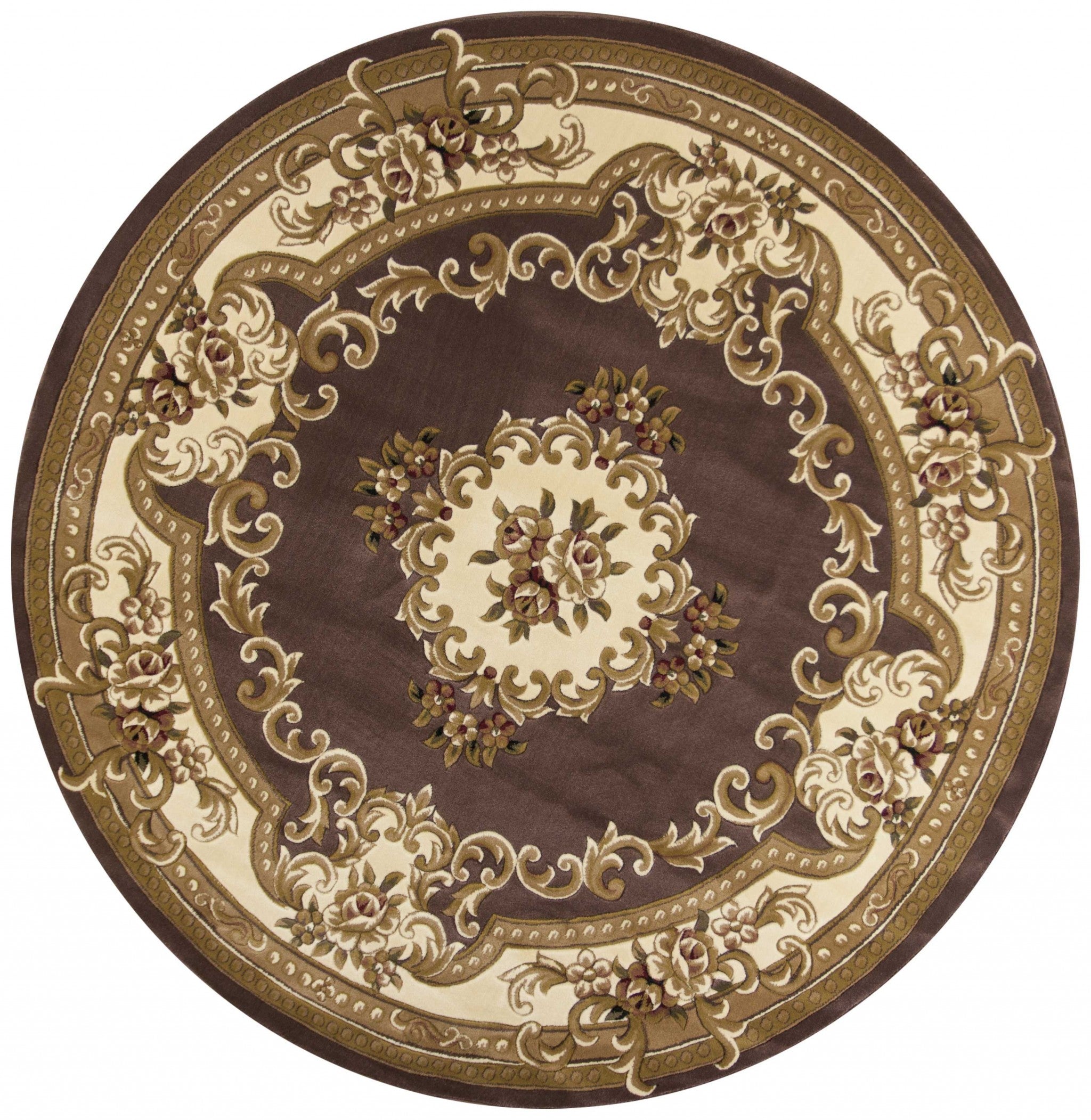 7' Round Polypropylene Plumor Ivory Area Rug