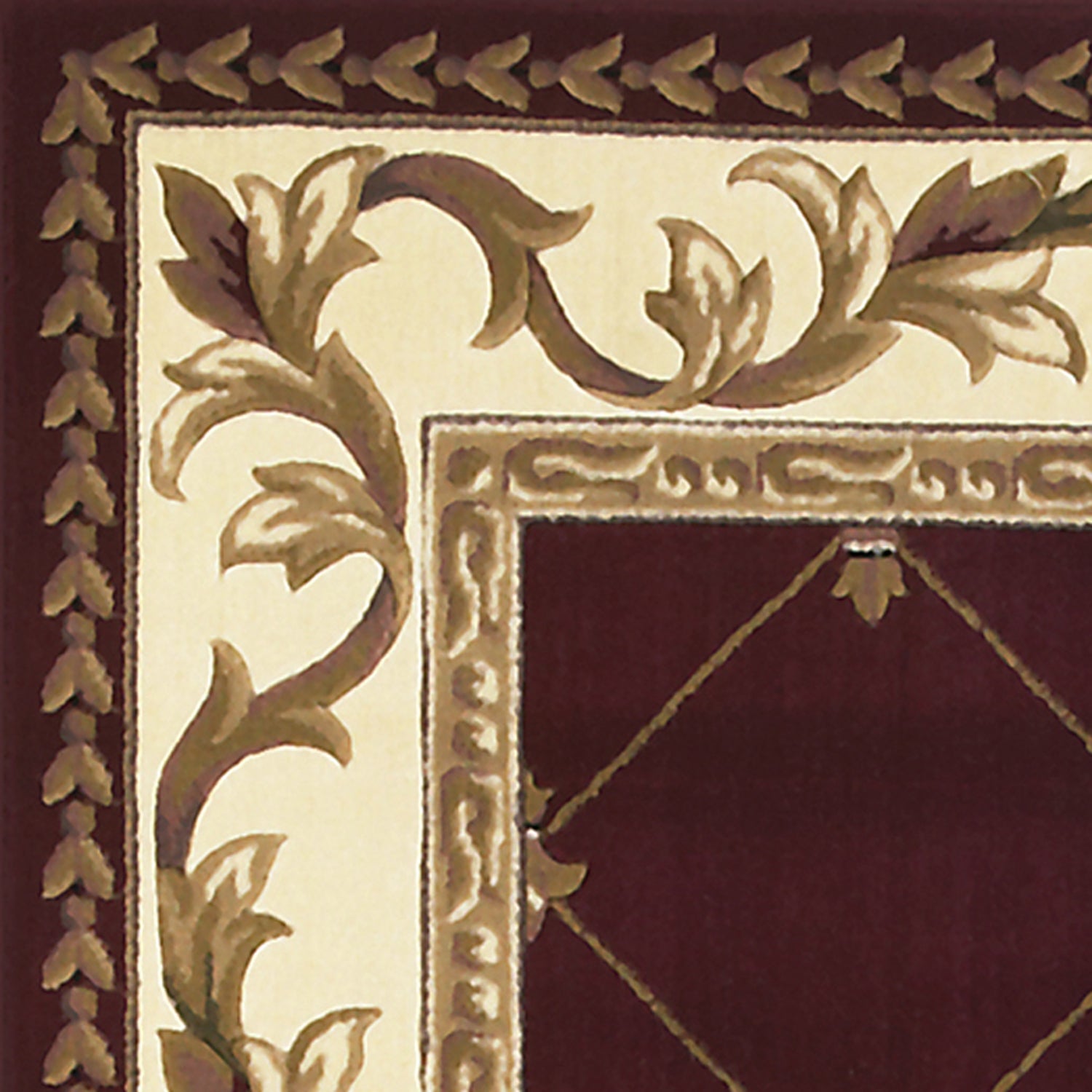 7' Round Polypropylene Burgundy Area Rug