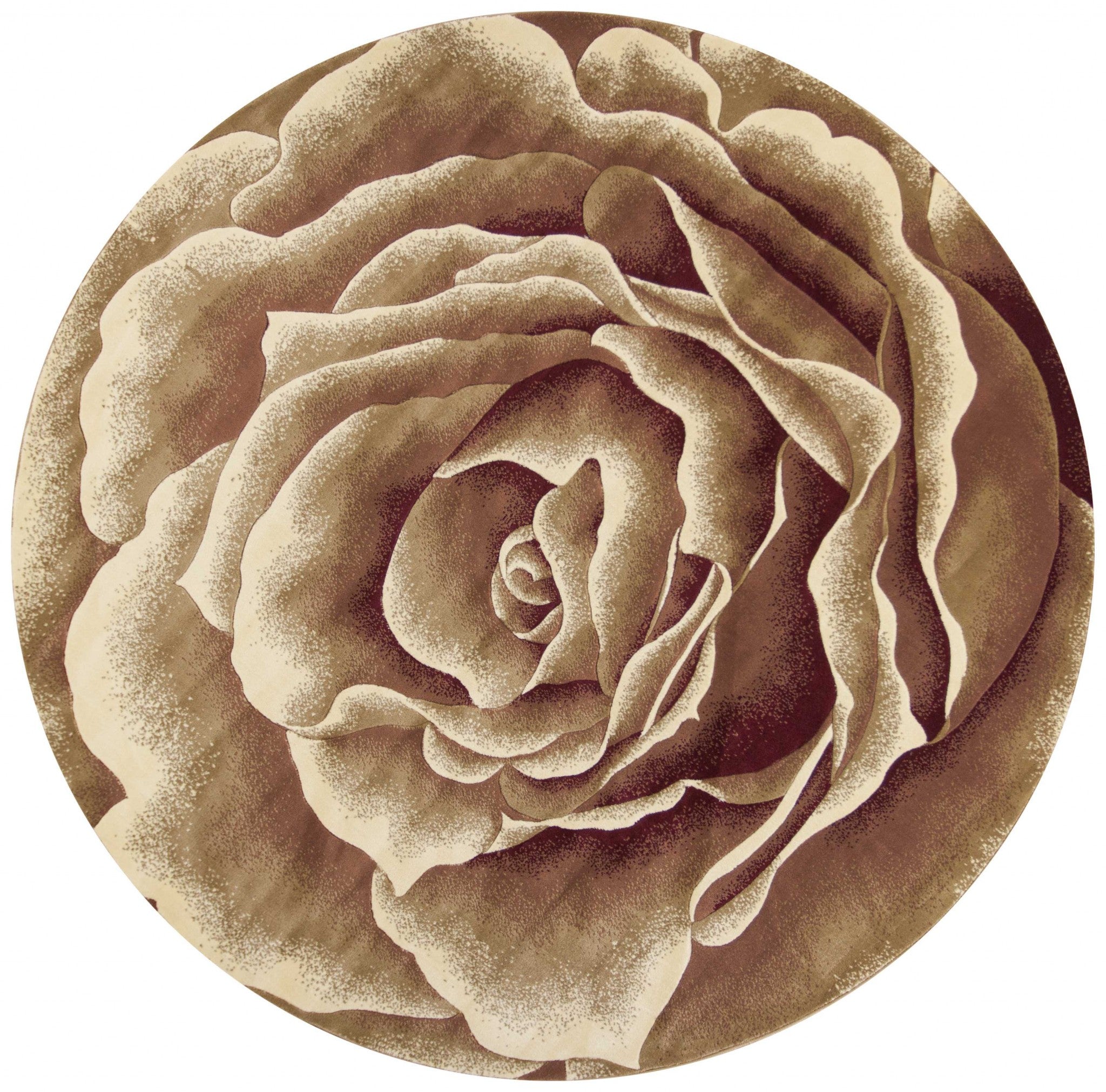 7' Round Polypropylene Ivory Area Rug