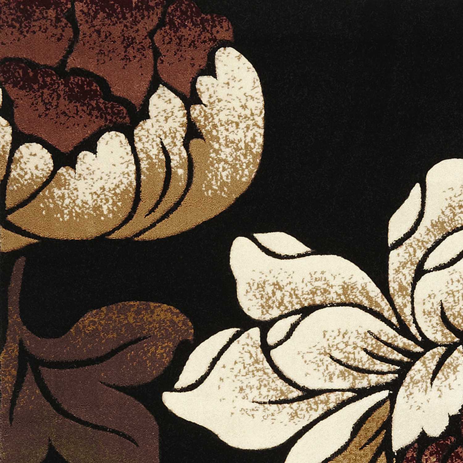 7' Round Polypropylene Black Area Rug