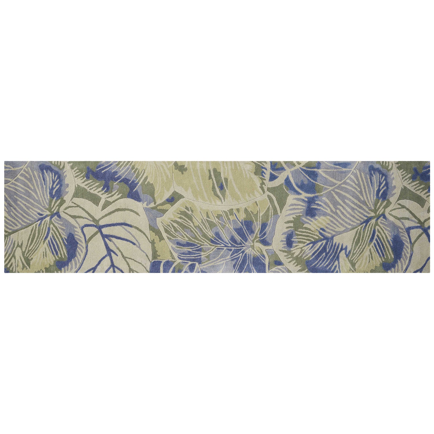2' x 10' Runner Wool Blue or  Green Area Rug