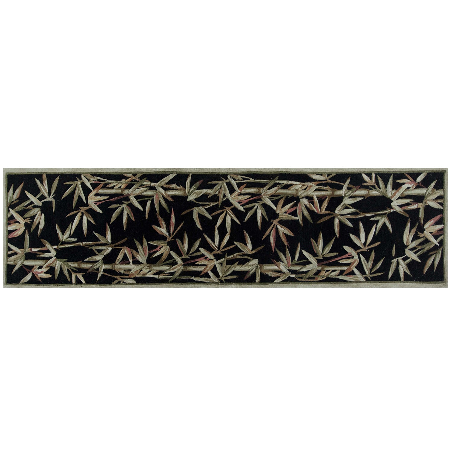 2' x 10' Runner Wool Black Area Rug