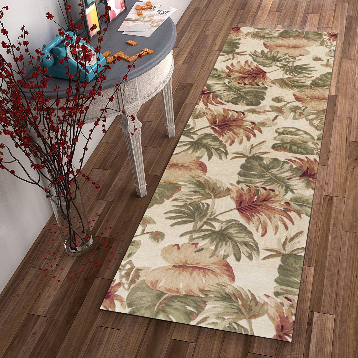 2' x 10' Runner Wool Beige Area Rug