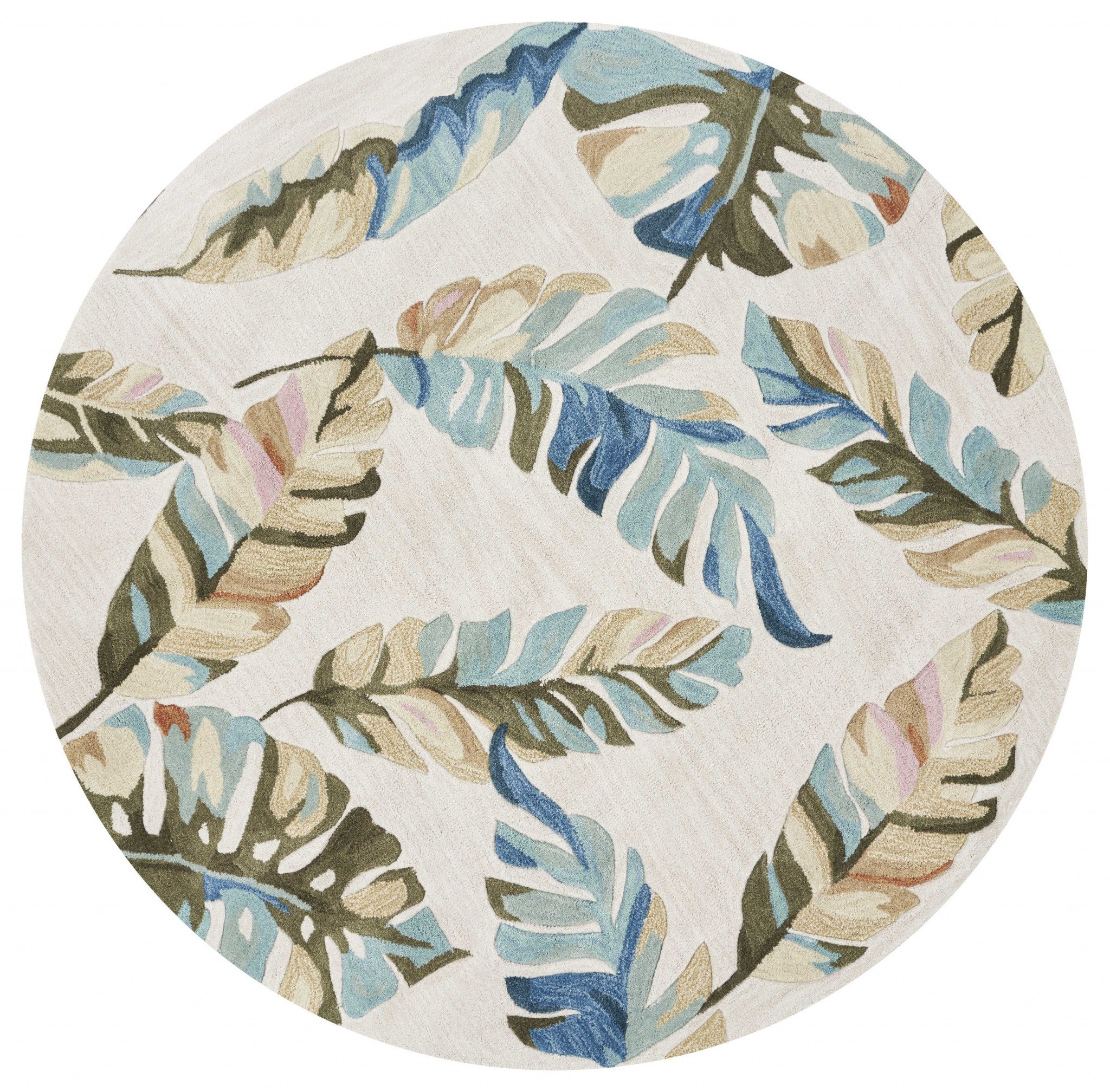 5' Round  Polyester Ivory  Area Rug