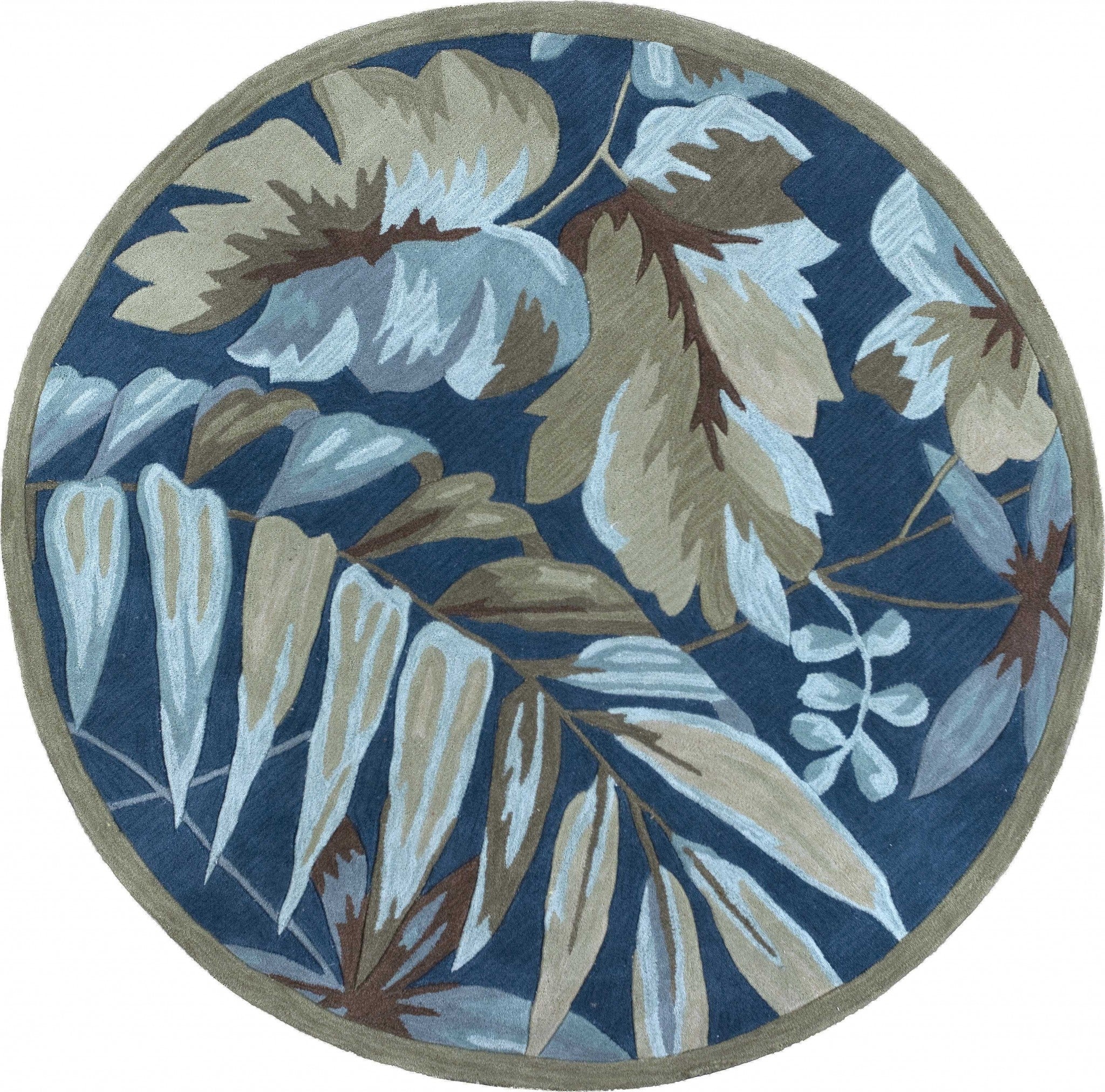 5' Round  Polyester Ocean Area Rug