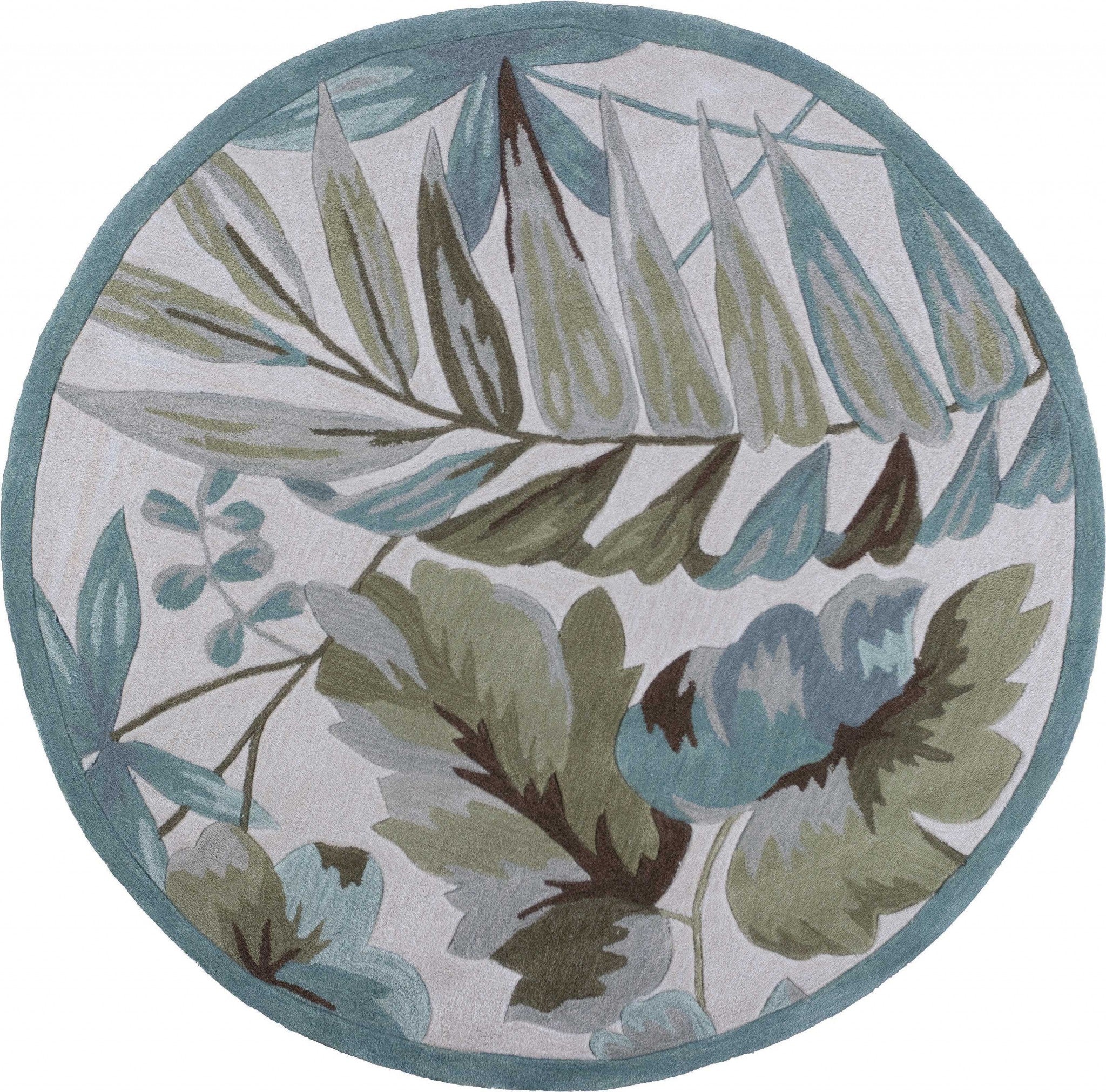 5' Round  Polyester Ivory  Area Rug