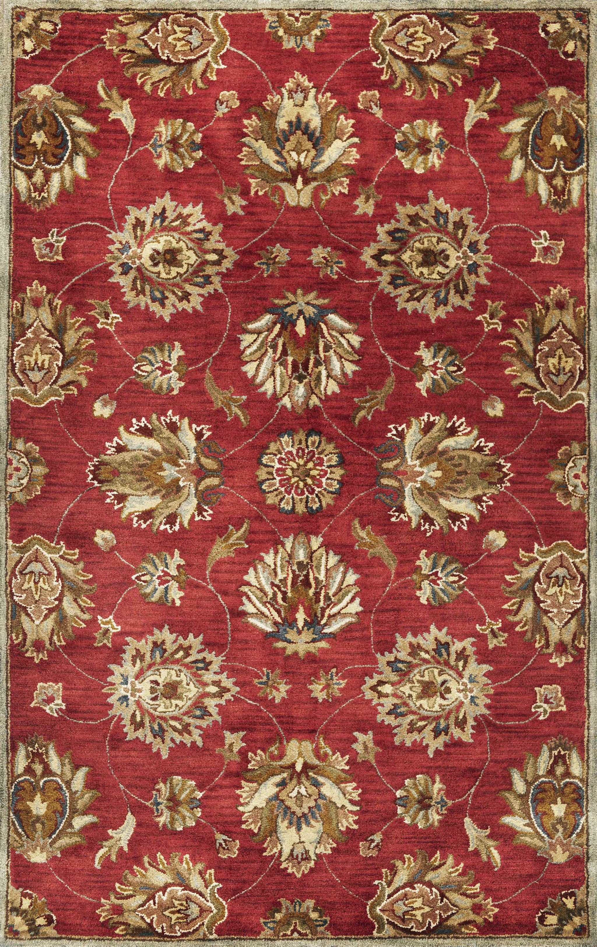 5' x 8'  Wool Red Area Rug