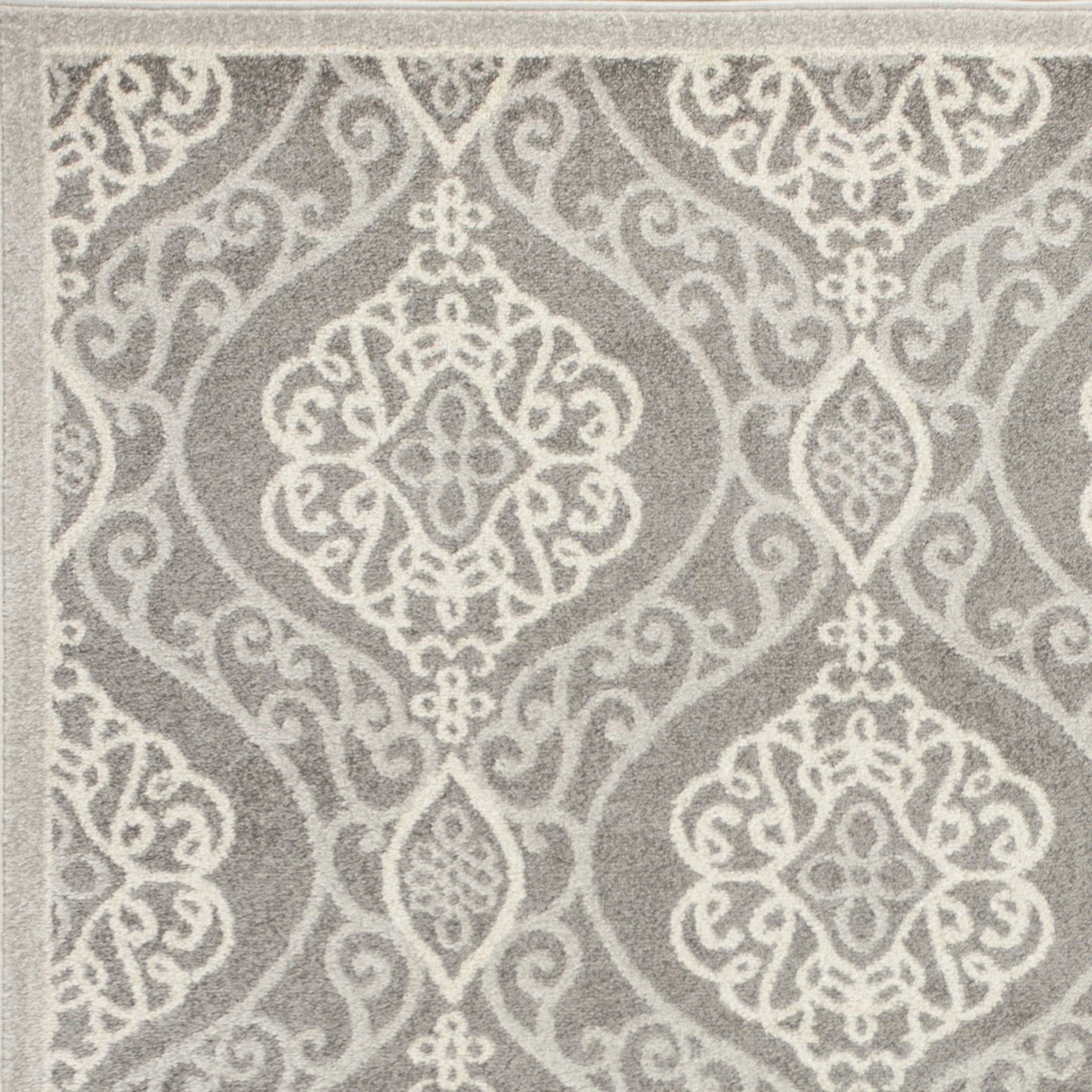 23" x 45" UV treated Polypropylene Silver Area Rug
