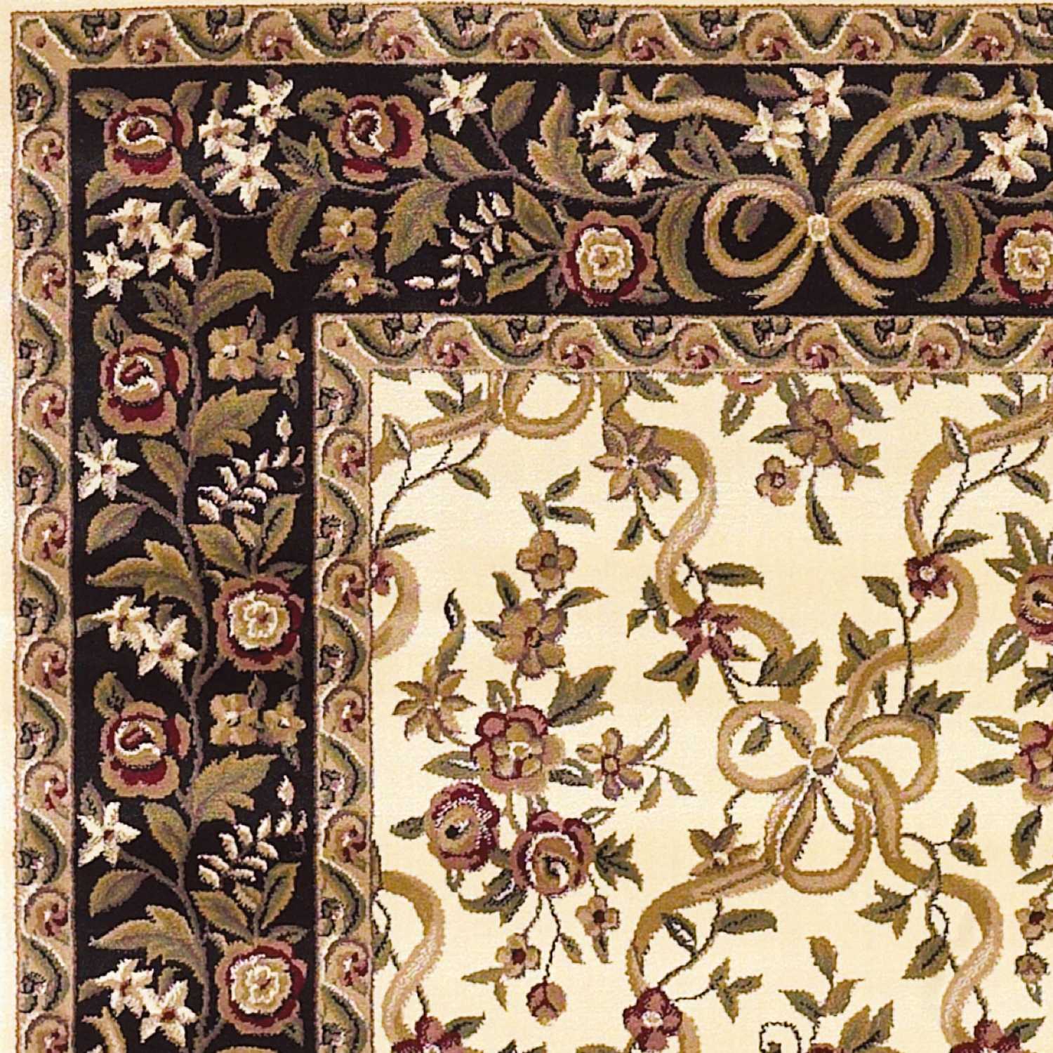 20" x 31" Polypropylene Ivory or Black Area Rug