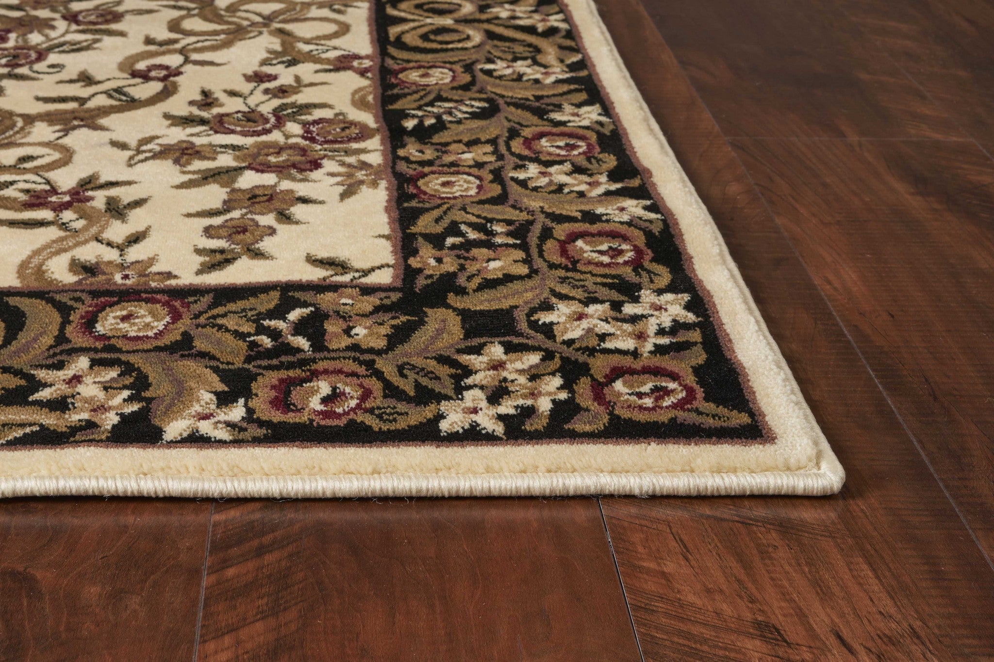 20" x 31" Polypropylene Ivory or Black Area Rug