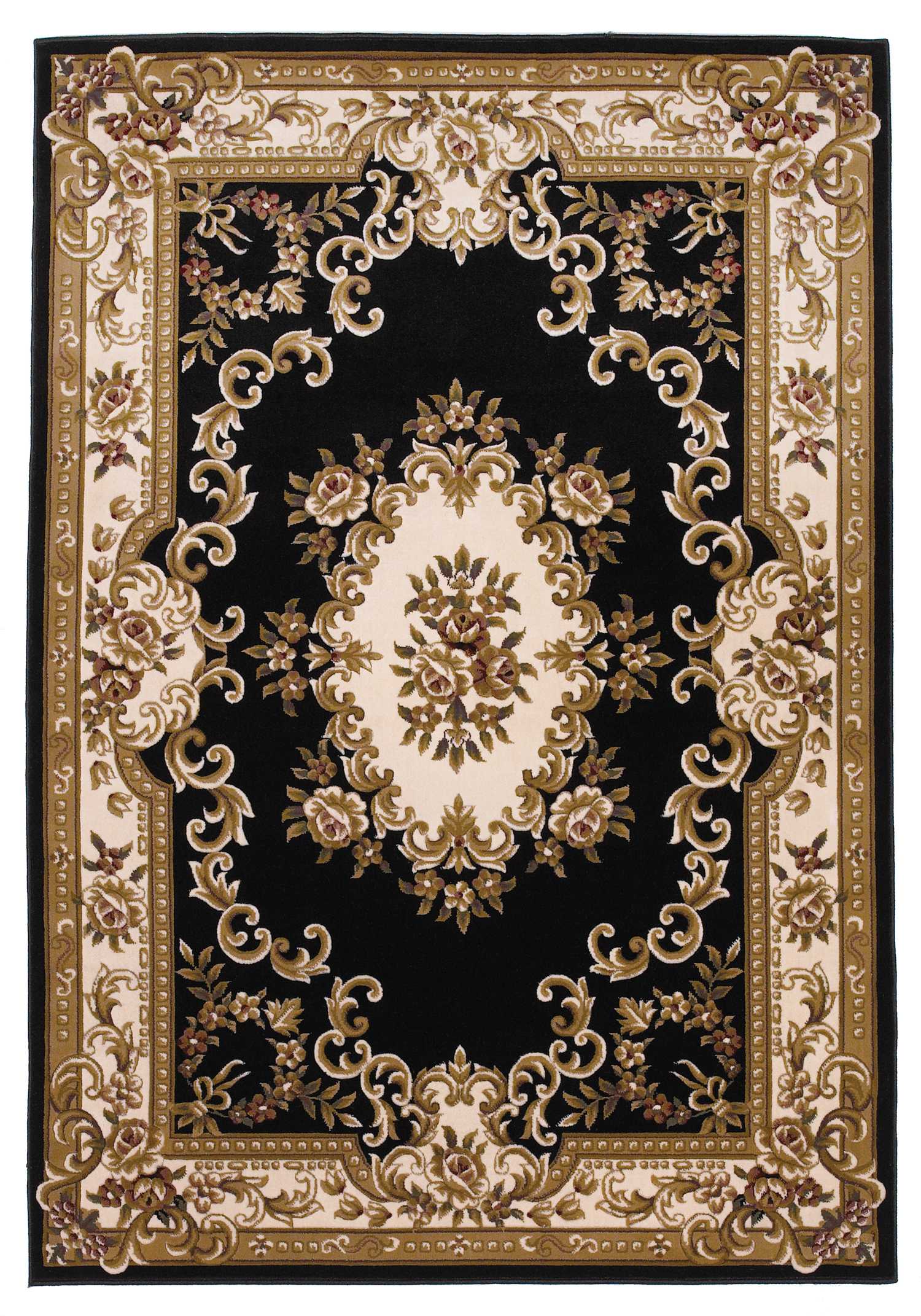20" x 31" Polypropylene Blackor Ivory Area Rug