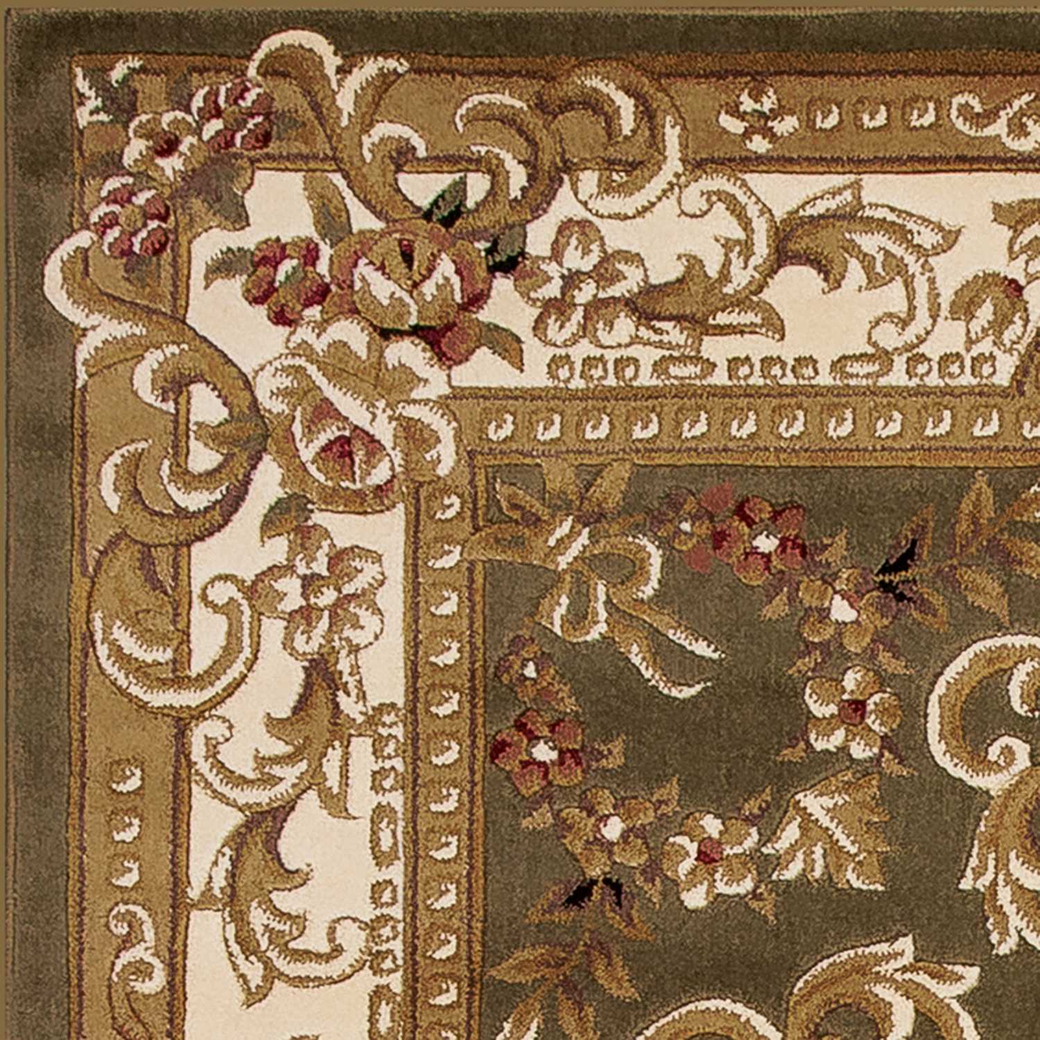 20" x 31" Polypropylene Greenor Ivory Area Rug