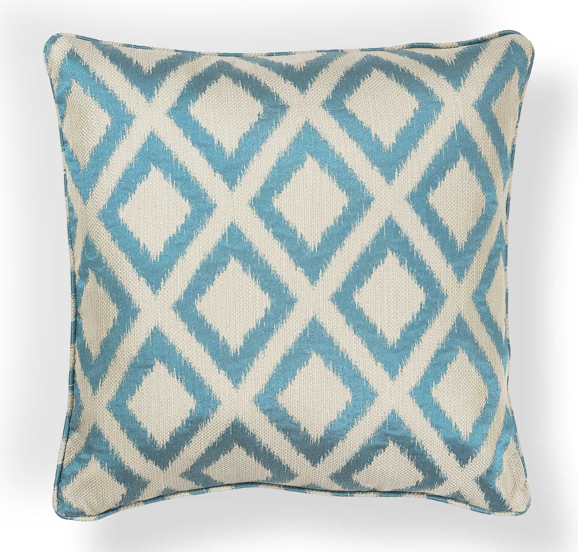 Elegant Square Turquoise  and Silver Gray Accent Pillow